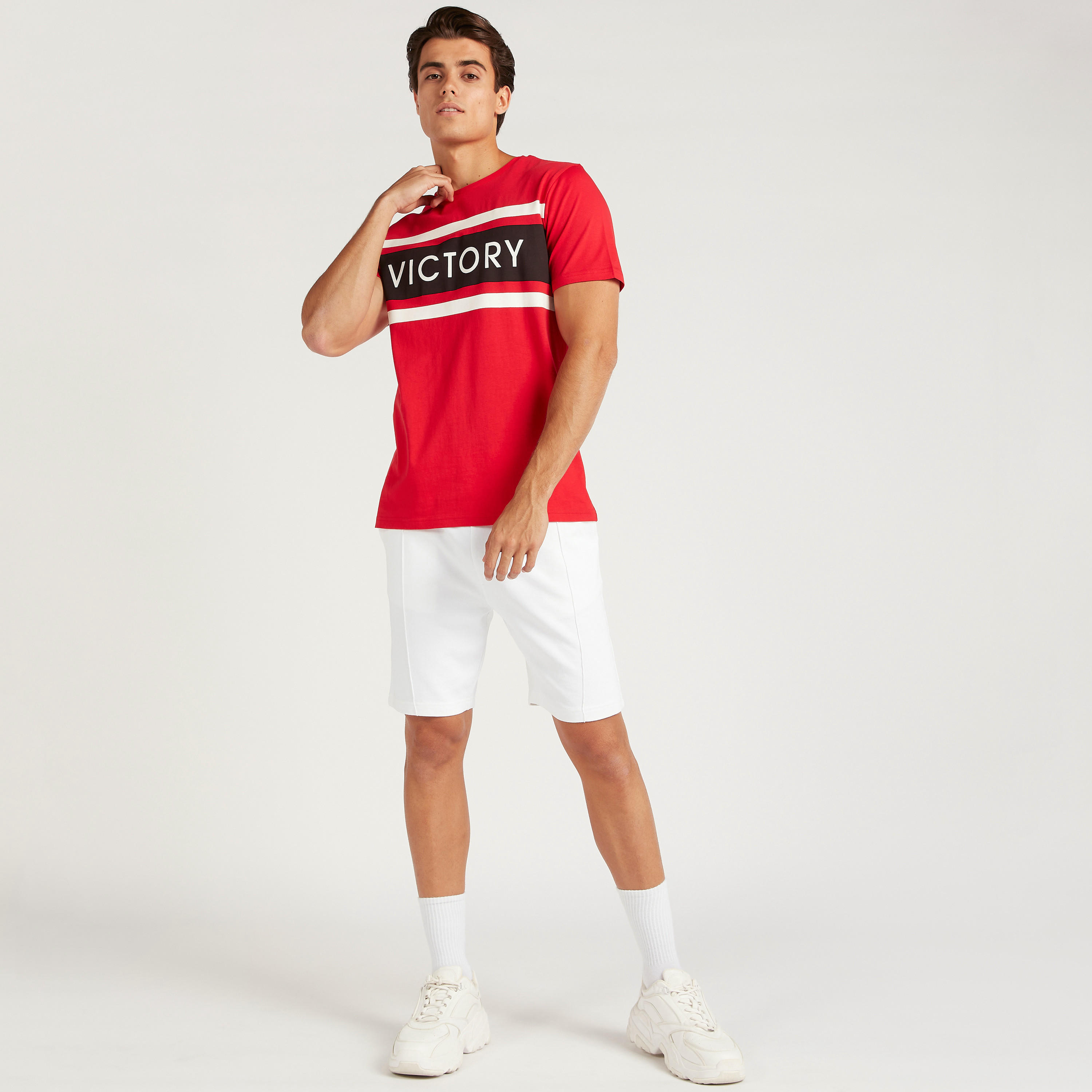 Printed Crew Neck T-shirt with Short Sleeves-men-clothing-tshirtsandpolos-tshirts-image-3