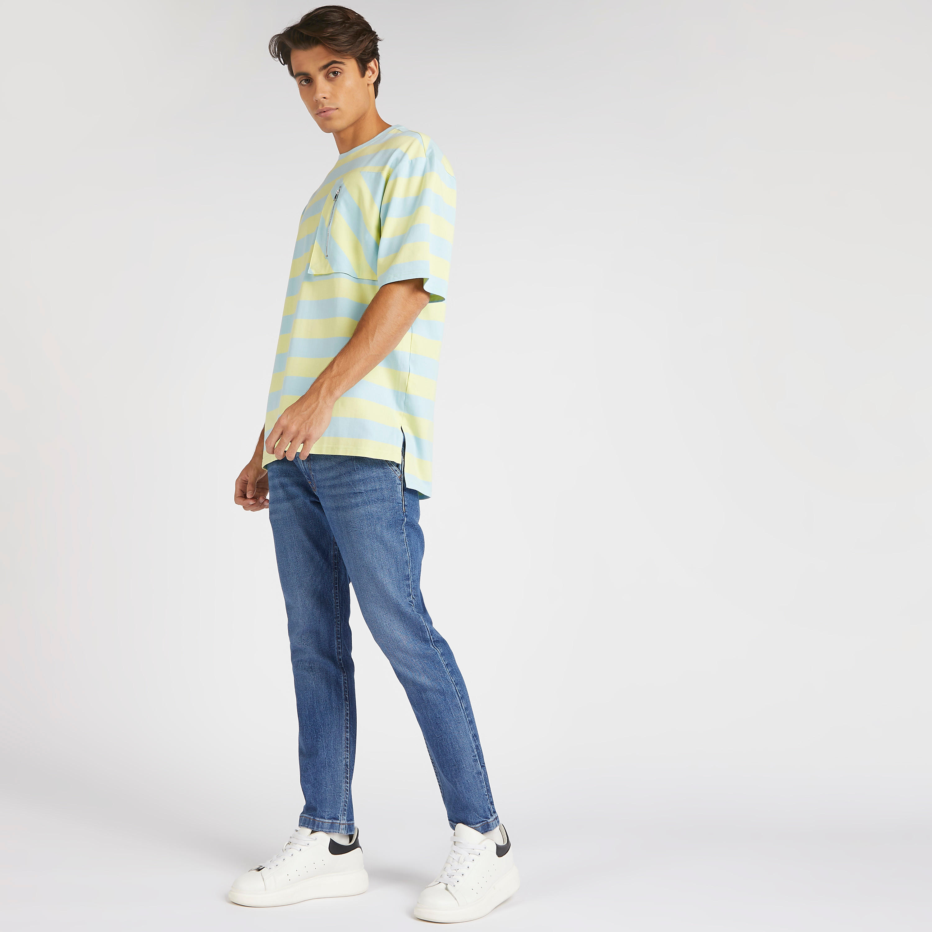 Striped Crew Neck T-shirt with Short Sleeves-men-clothing-tshirtsandpolos-tshirts-image-2
