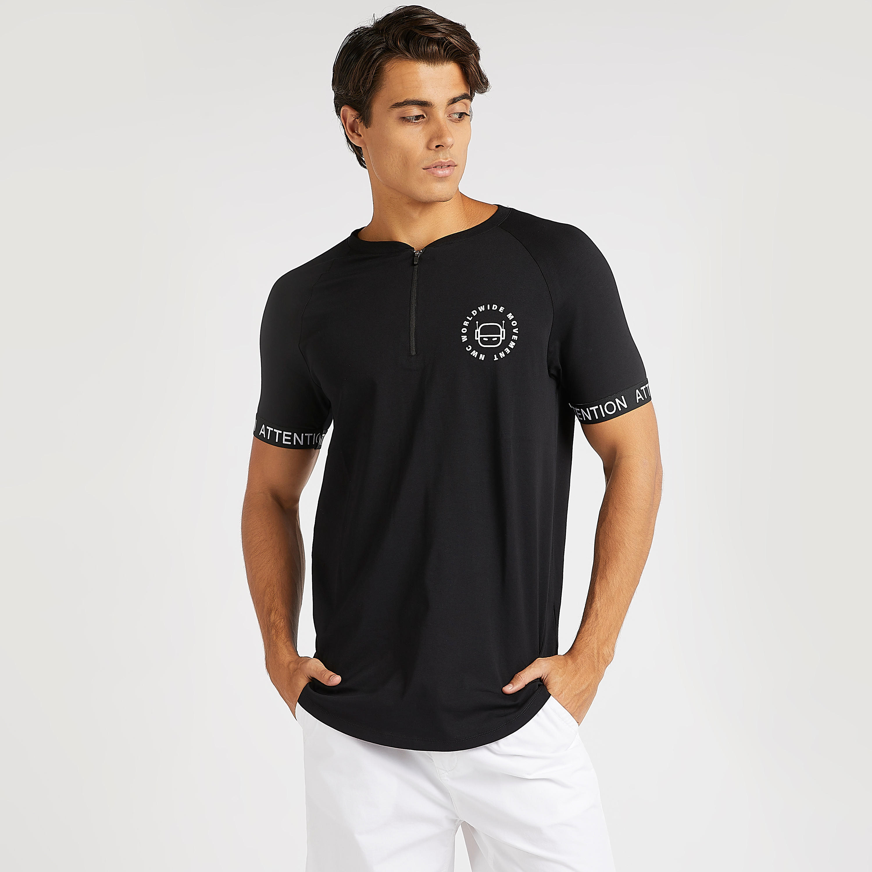 تيشيرت بياقة هينيلي وطبعات ووصلة أزرار بسحّاب-men-clothing-tshirtsandpolos-tshirts-image-4