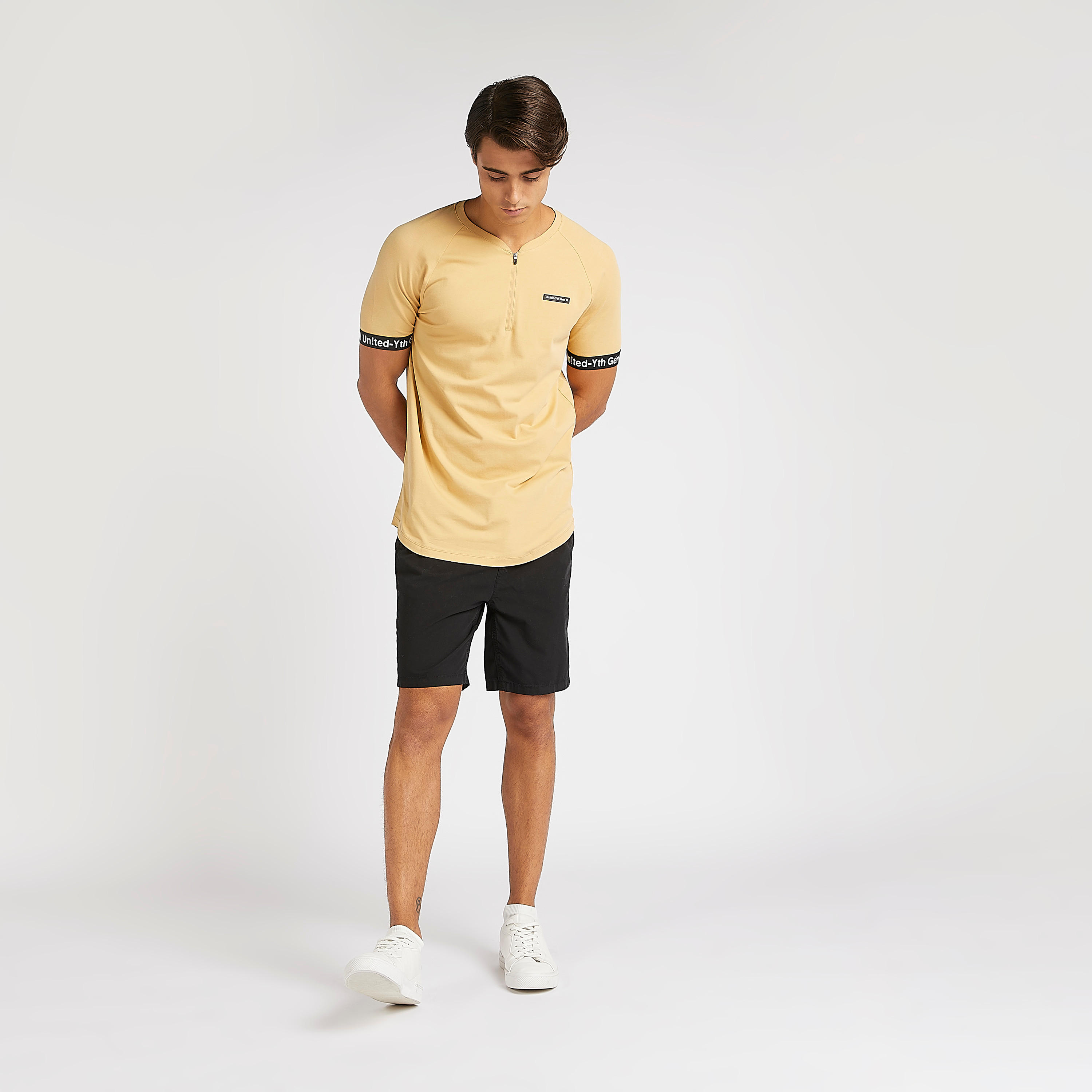 Printed T-shirt with Henley Neck and Short Sleeves-men-clothing-tshirtsandpolos-tshirts-image-2
