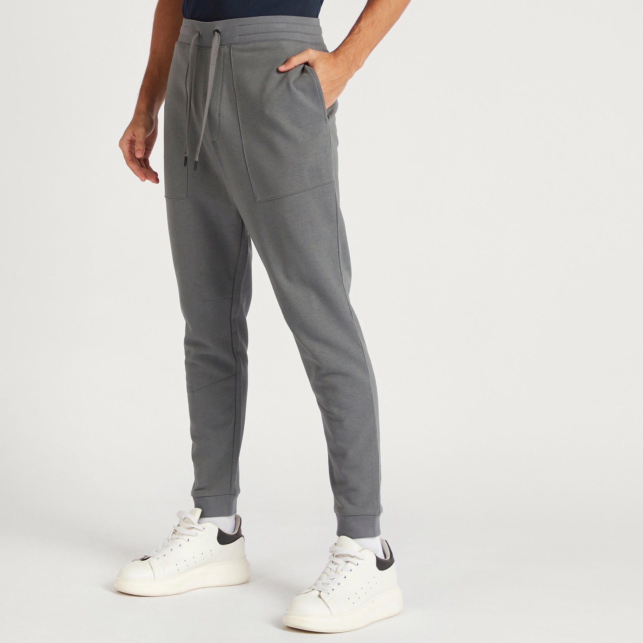 Solid Joggers with Drawstring Closure and Pockets-men-clothing-bottoms-joggers-image-1