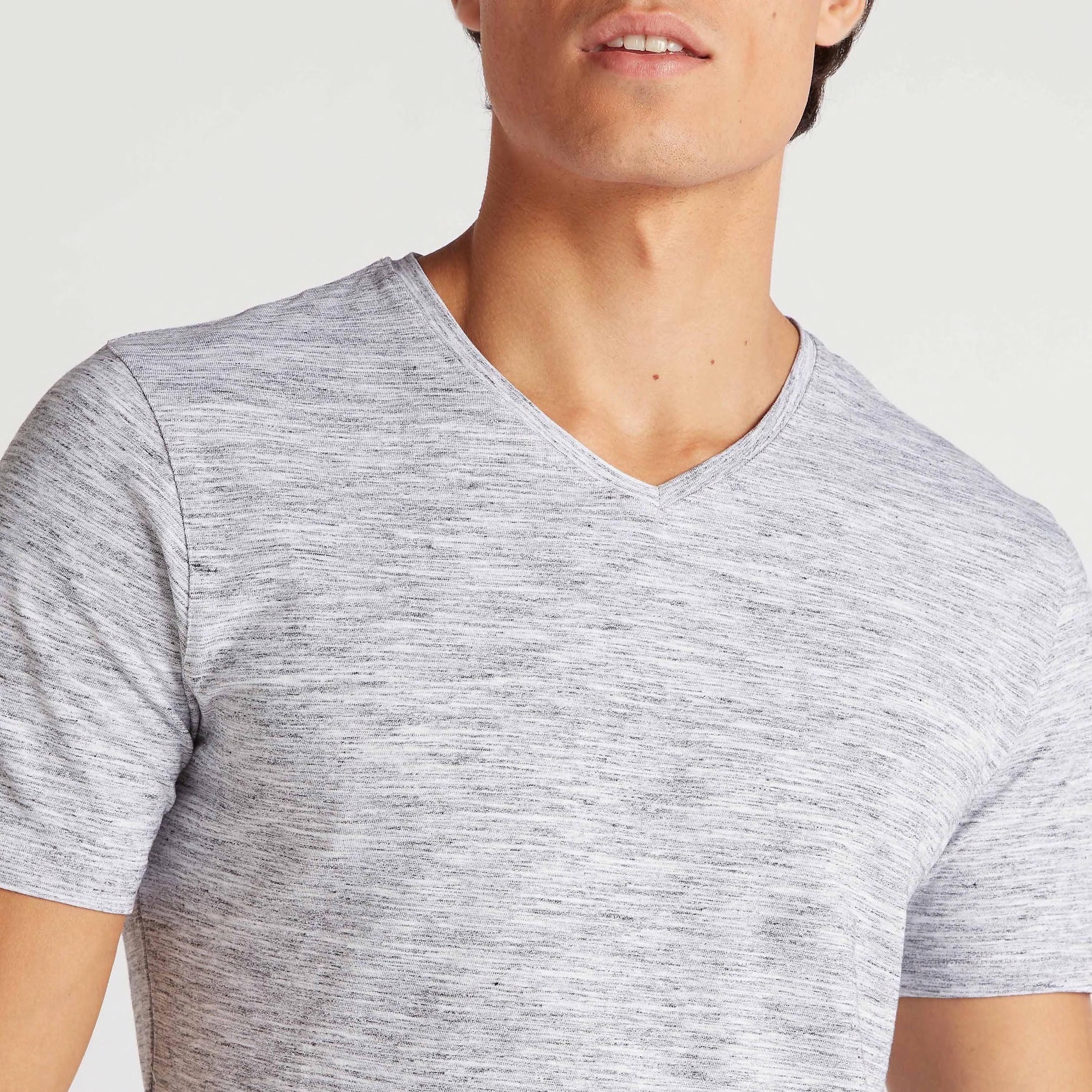 Solid T-shirt with V-neck and Short Sleeves-men-clothing-tshirtsandpolos-tshirts-image-3