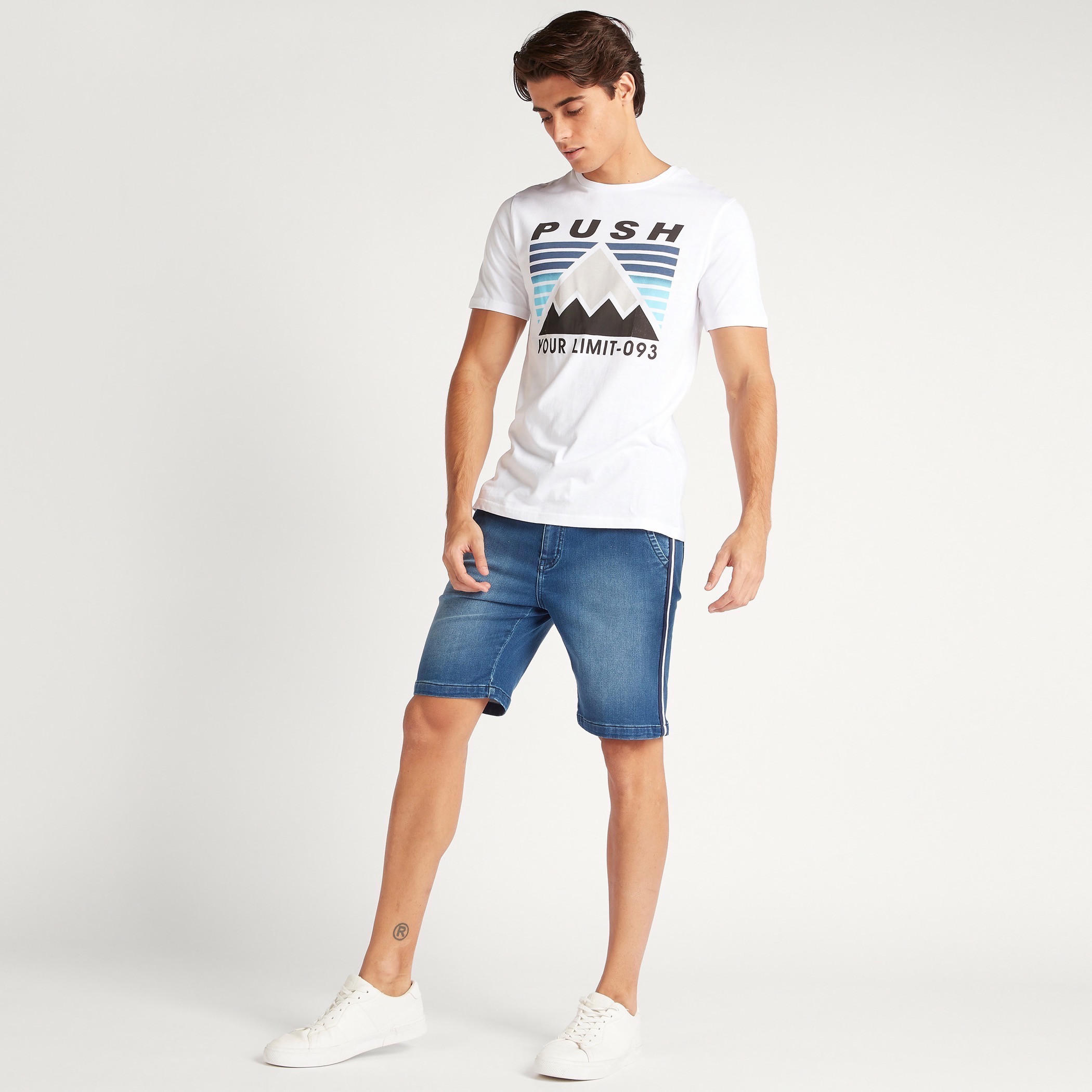 Solid Denim Mid-Rise Shorts with Pockets and Drawstring-men-clothing-bottoms-shorts-image-2
