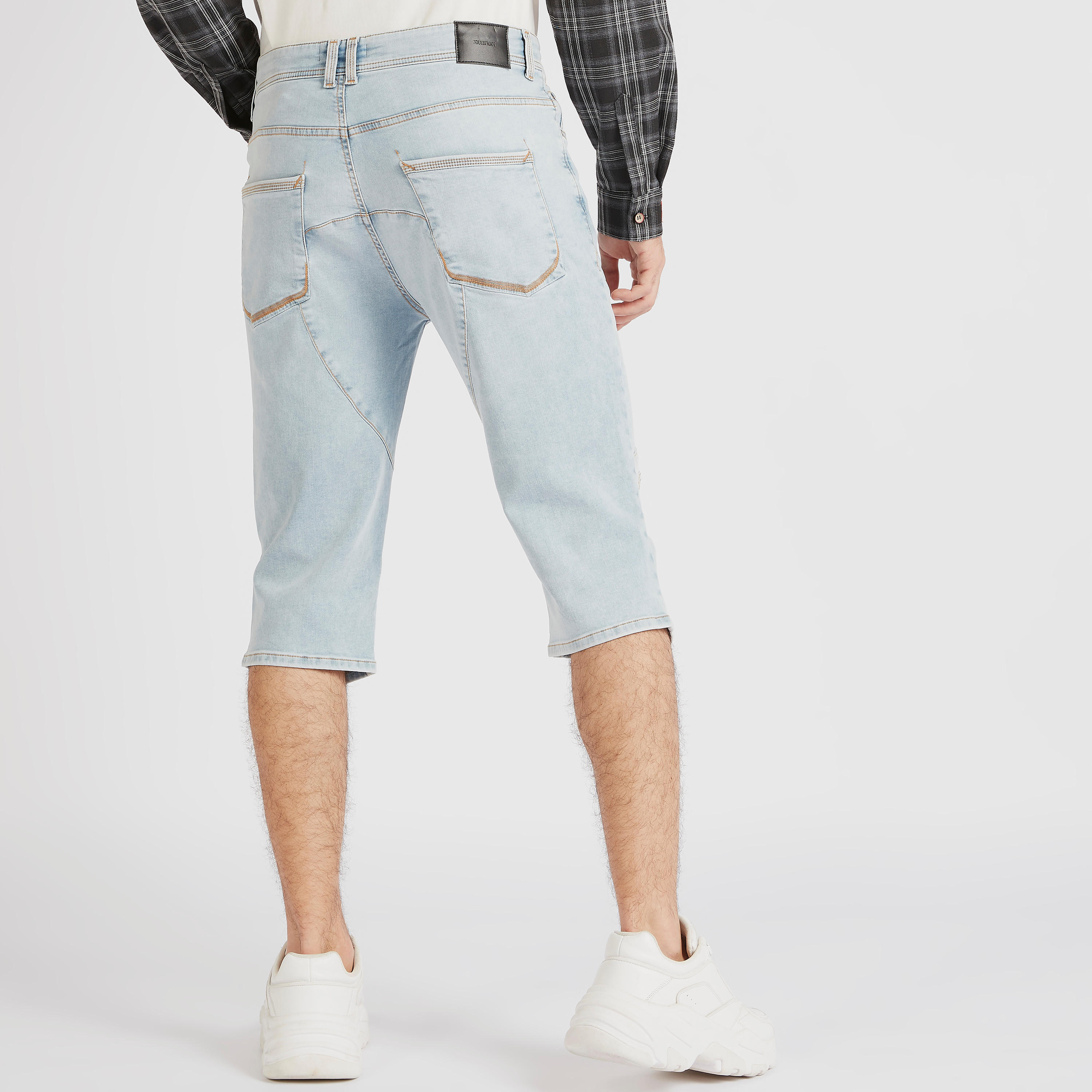 Knee Length Denim Shorts with Drawstring Closure-men-clothing-bottoms-shorts-image-4