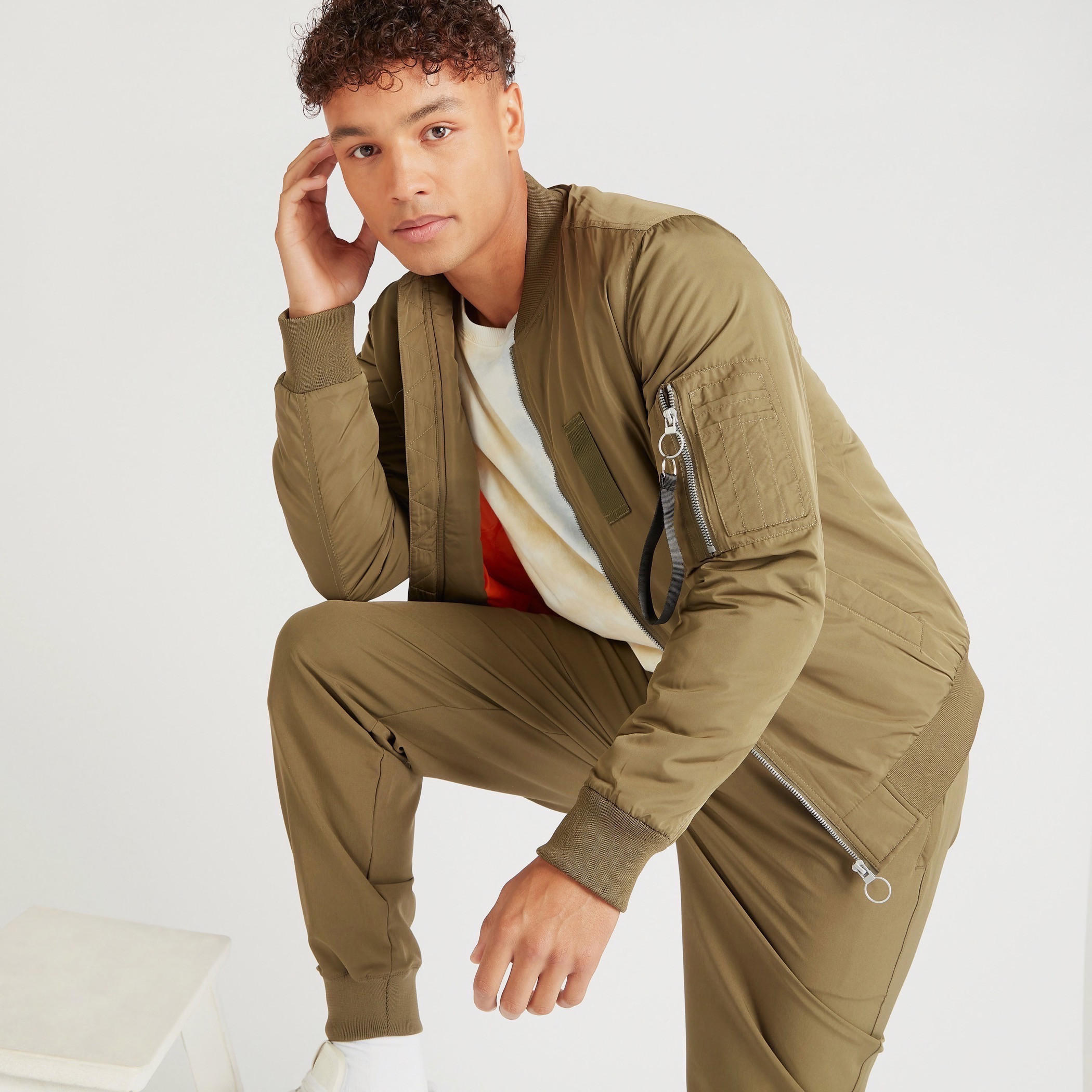 Solid Bomber Jacket with Zip Closure and Long Sleeves-men-clothing-jacketsandblazers-jackets-image-1