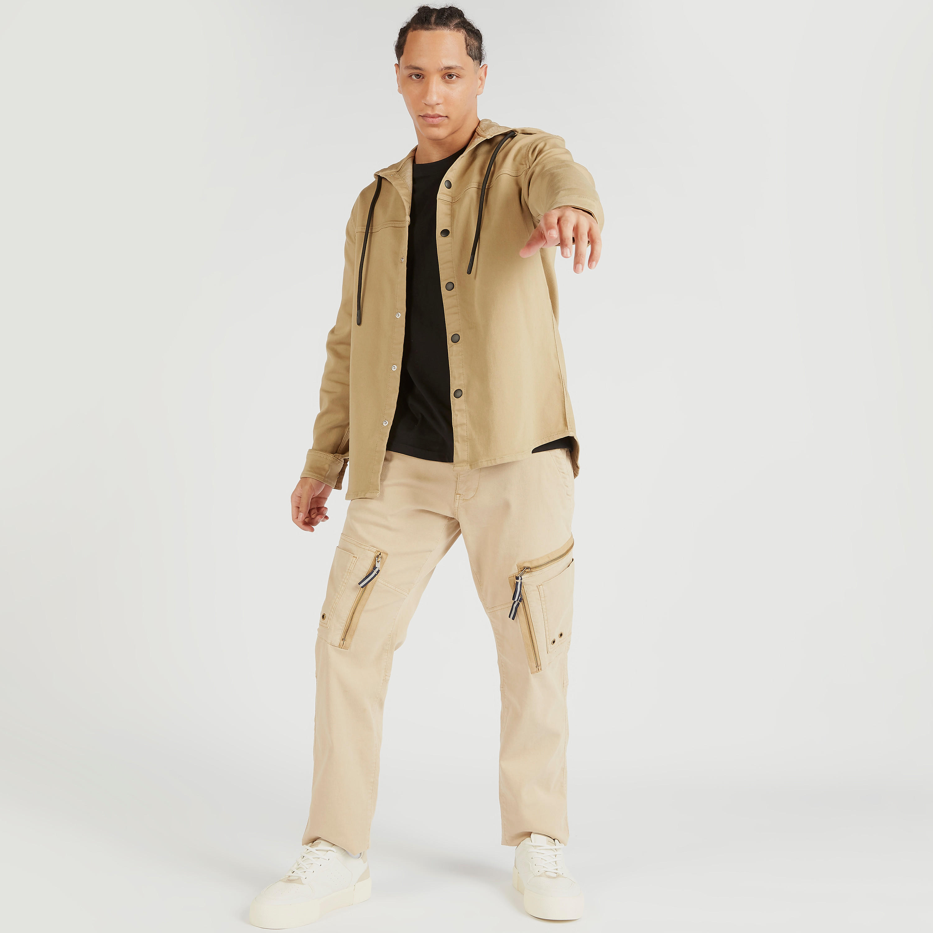 Solid Shirt with Long Sleeves and Hood-men-clothing-shirts-image-2