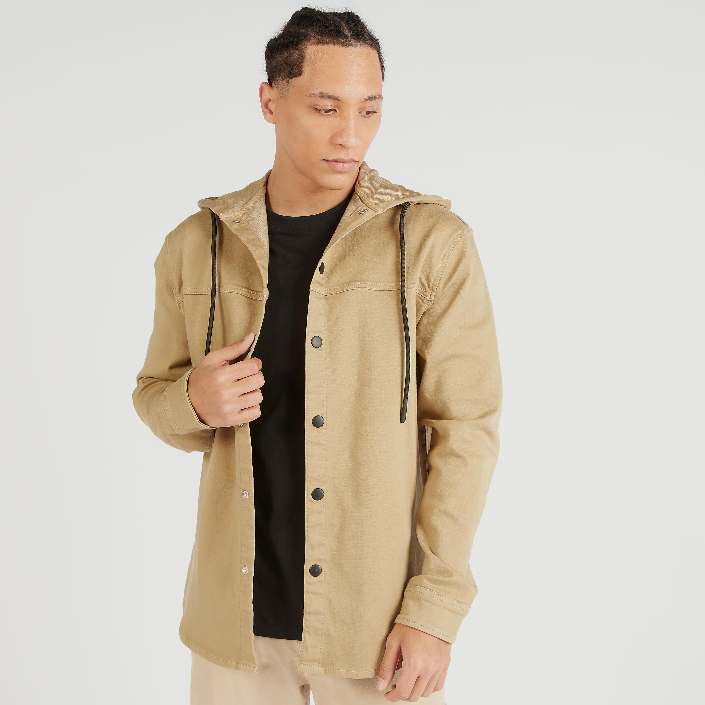 Solid Shirt with Long Sleeves and Hood-men-clothing-shirts-image-6