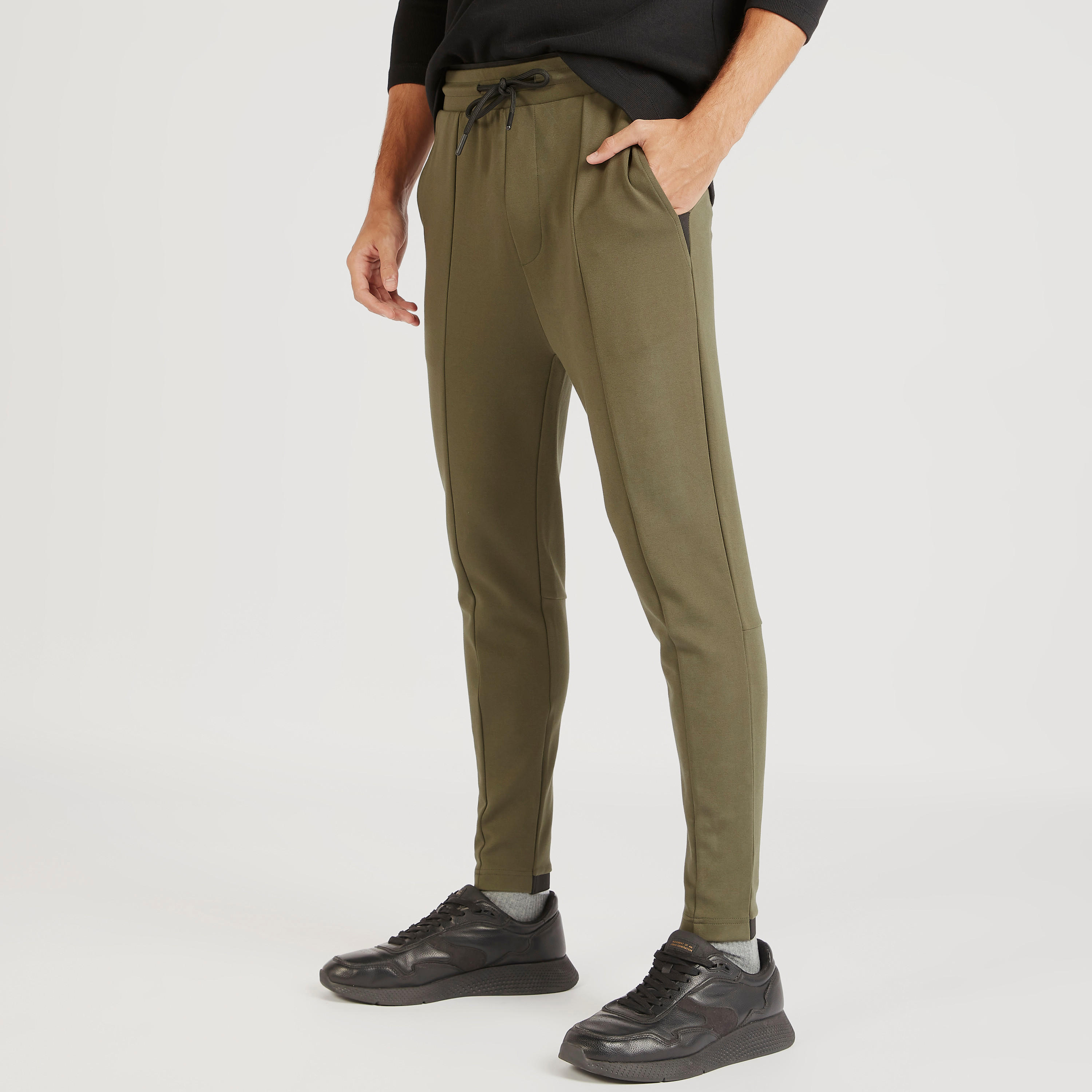 Solid Mid-Rise Joggers with Drawstring Closure and Pockets-men-clothing-bottoms-joggers-image-1
