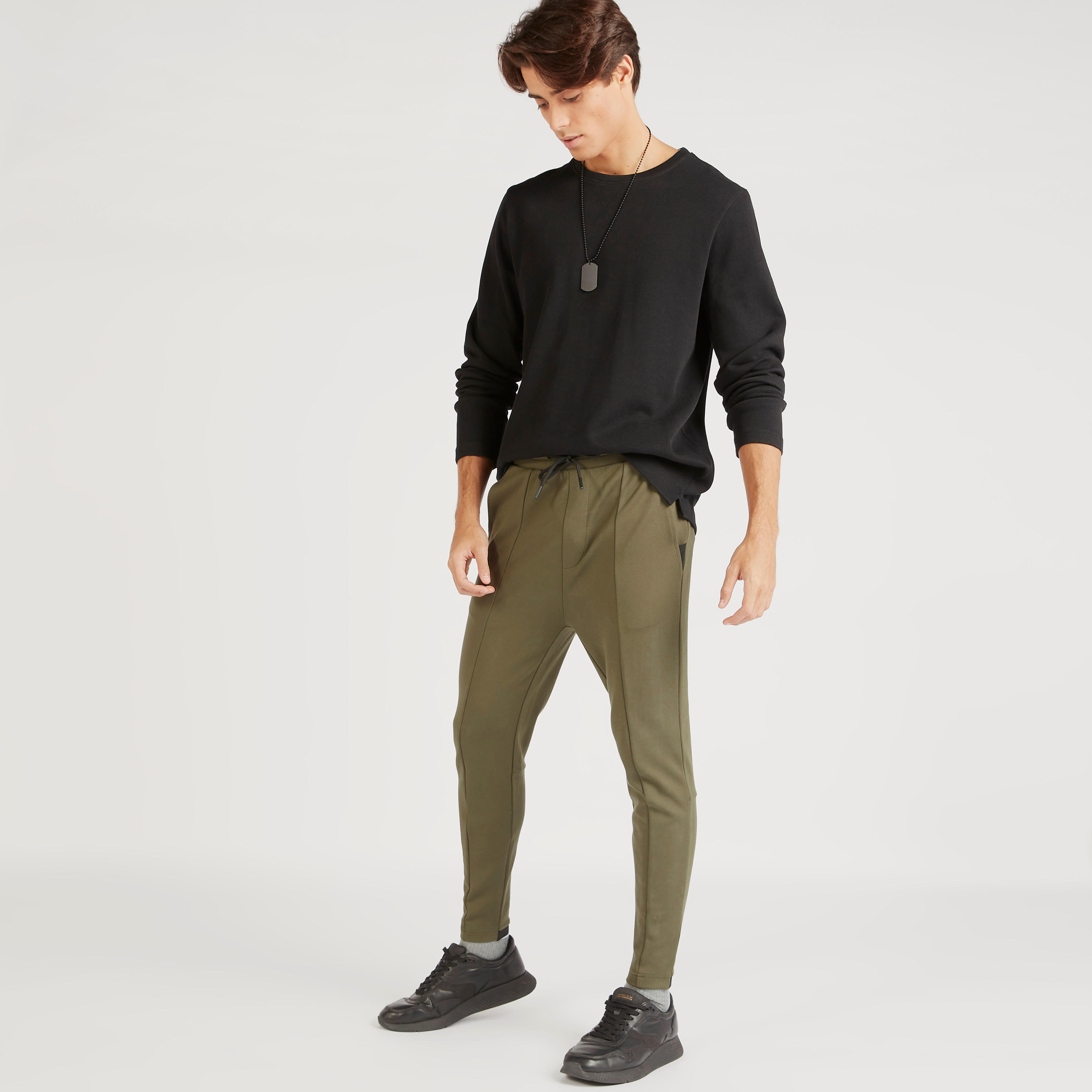 Solid Mid-Rise Joggers with Drawstring Closure and Pockets-men-clothing-bottoms-joggers-image-2