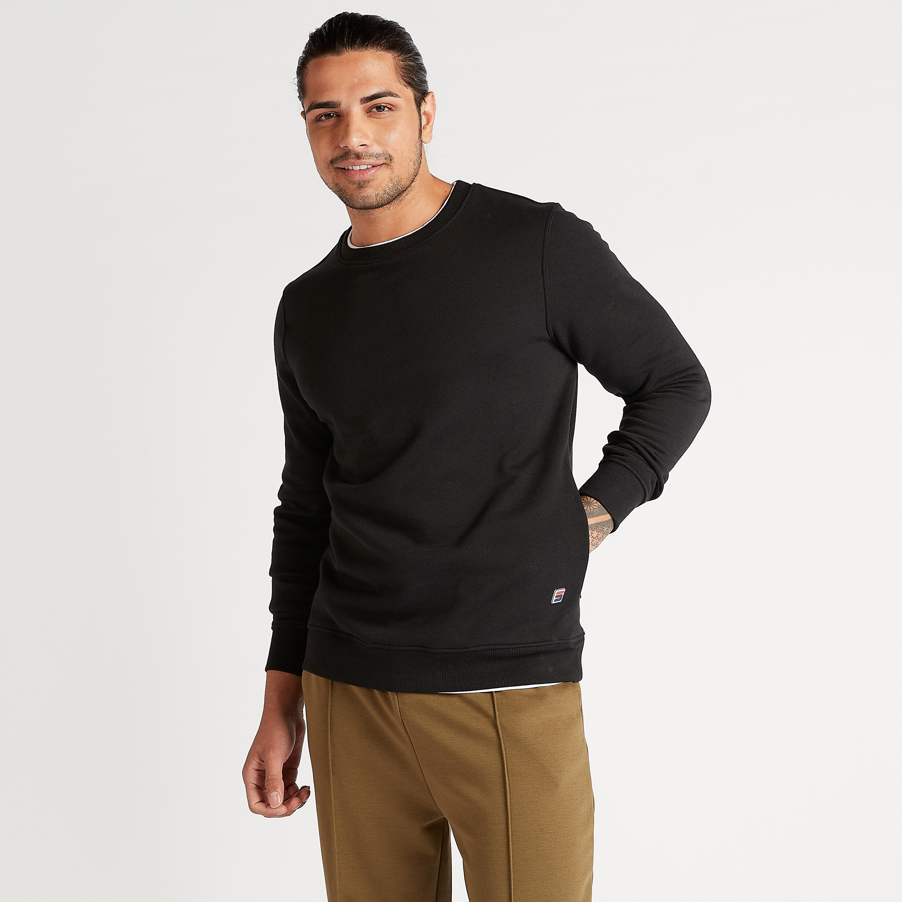 Layered Sweatshirt with Long Sleeves and Crew Neck-men-winterwear-hoodiesandsweatshirts-image-1