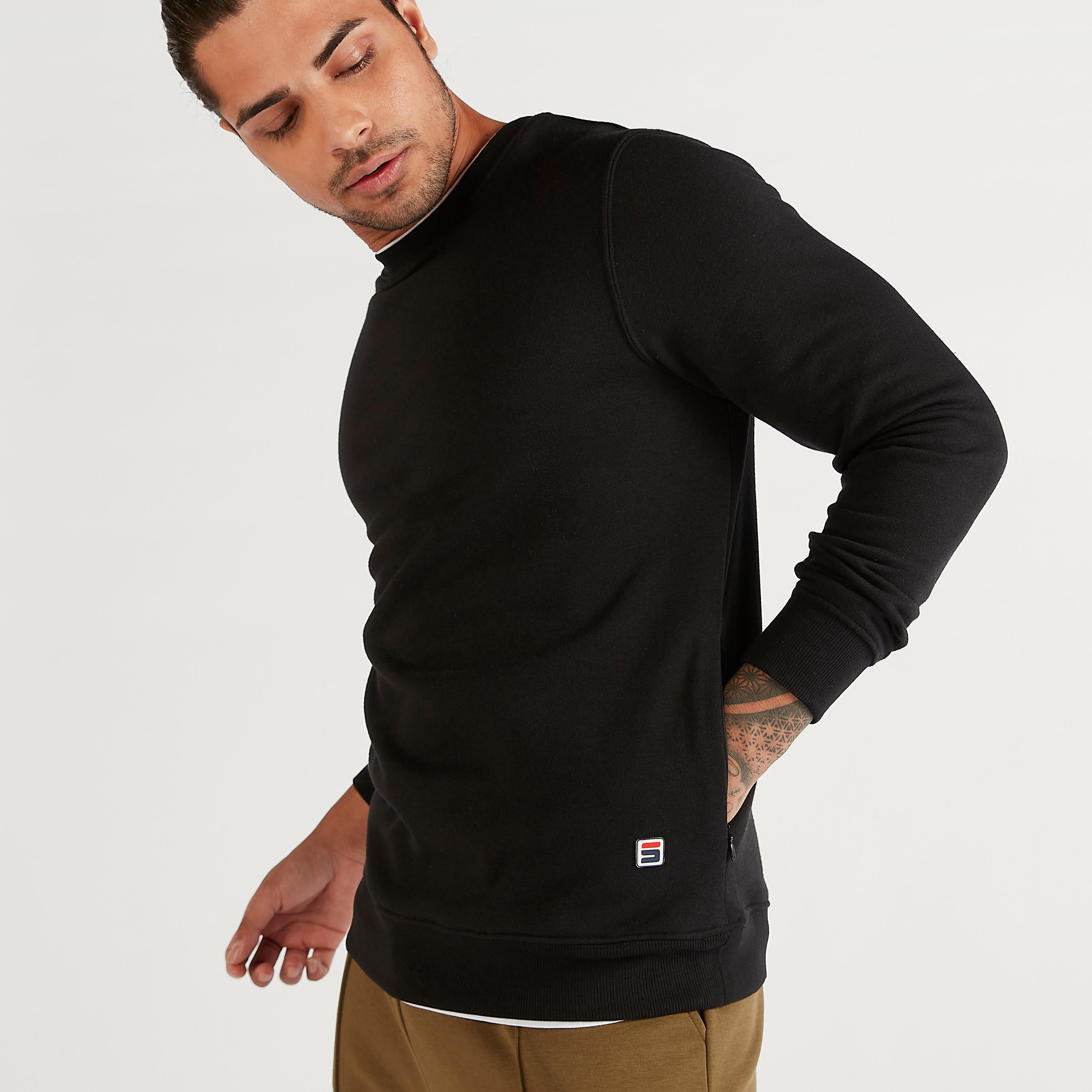 Layered Sweatshirt with Long Sleeves and Crew Neck-men-winterwear-hoodiesandsweatshirts-image-3