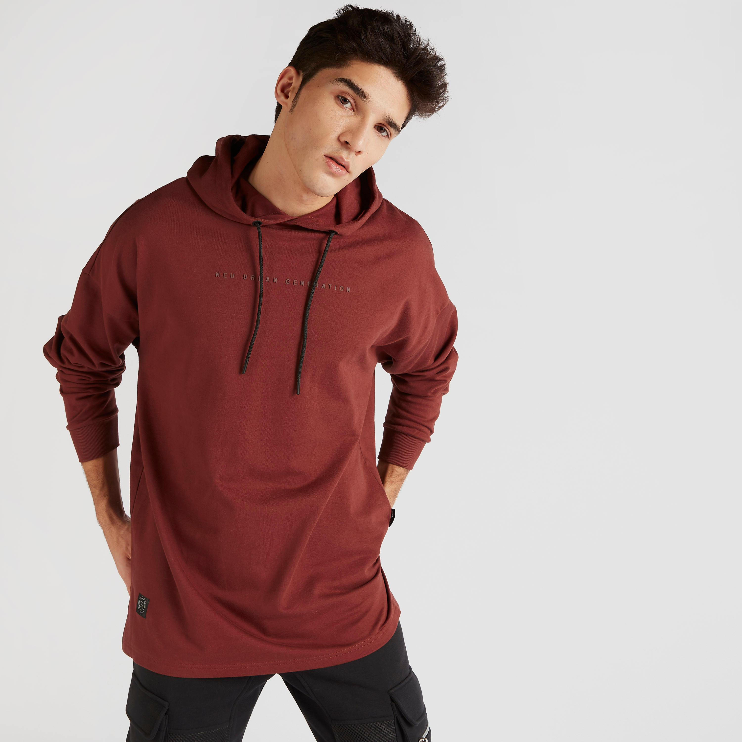 Solid Hooded Sweatshirt with Long Sleeves -men-winterwear-hoodiesandsweatshirts-image-1