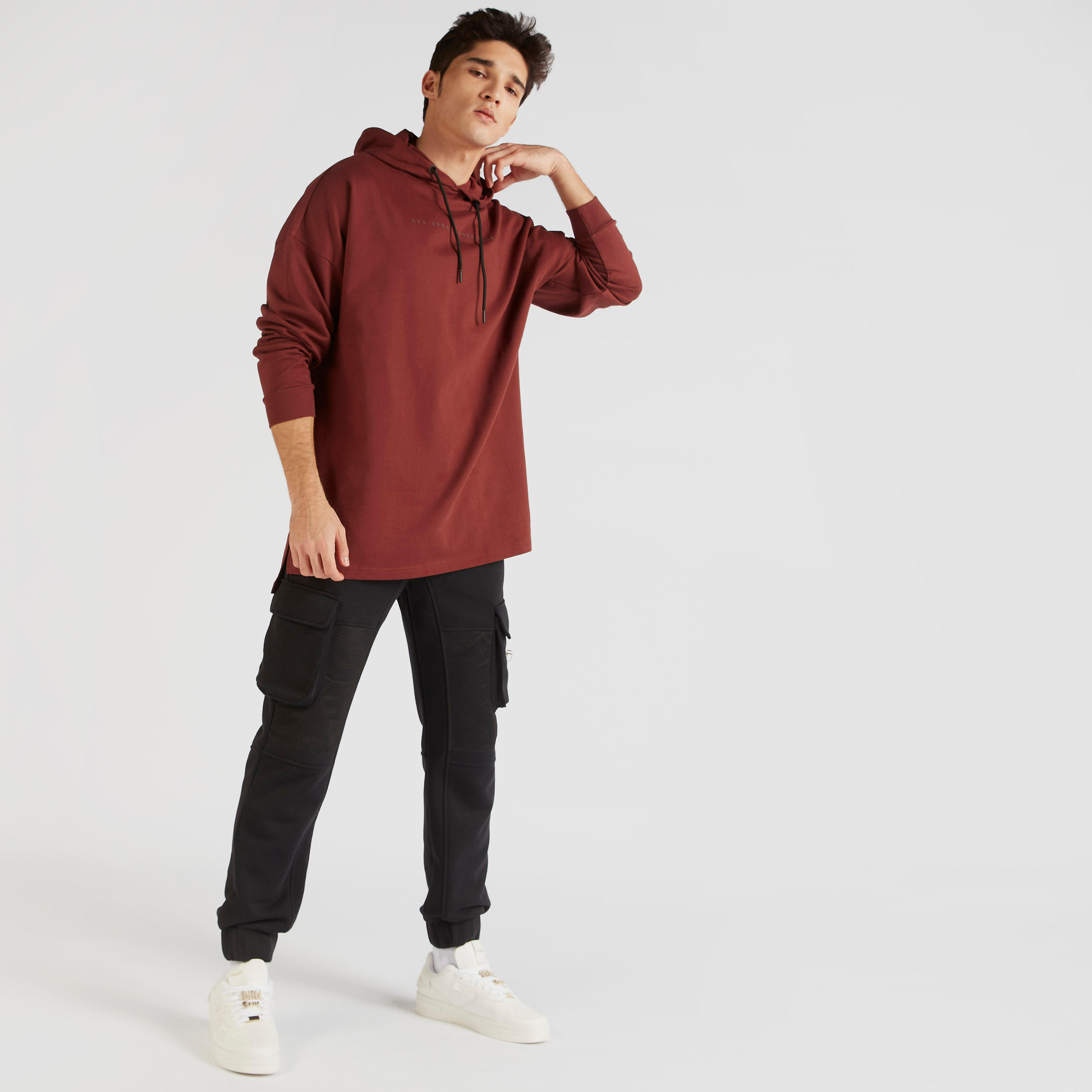 Solid Hooded Sweatshirt with Long Sleeves -men-winterwear-hoodiesandsweatshirts-image-2