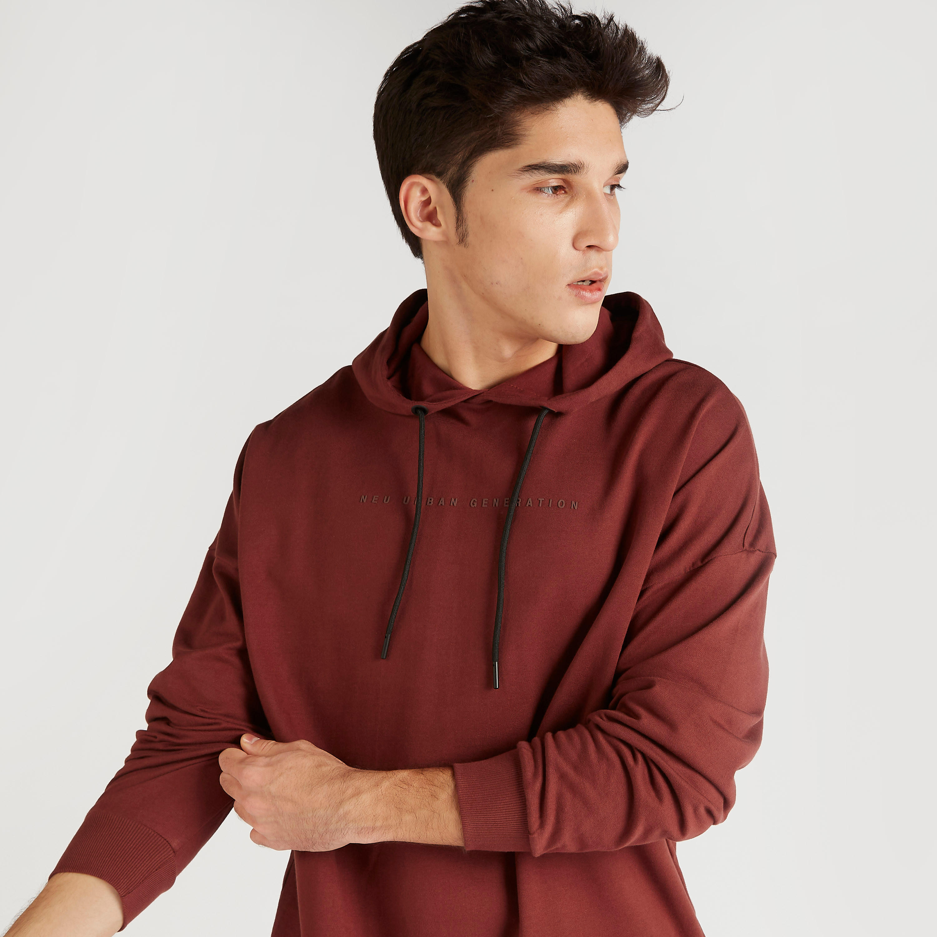 Solid Hooded Sweatshirt with Long Sleeves -men-winterwear-hoodiesandsweatshirts-image-3