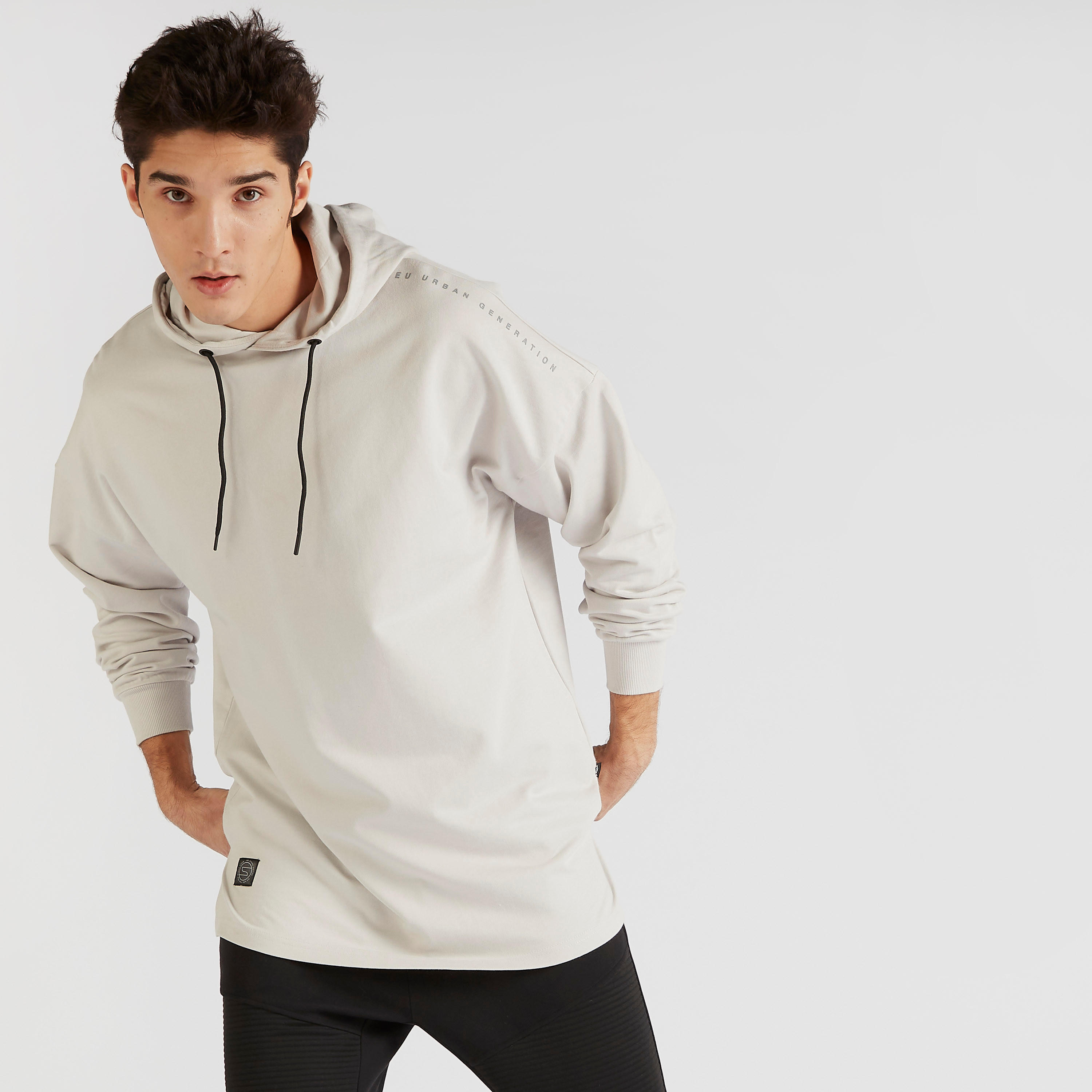 Solid Longline Text Detail T-shirt with Hood -men-winterwear-hoodiesandsweatshirts-image-7
