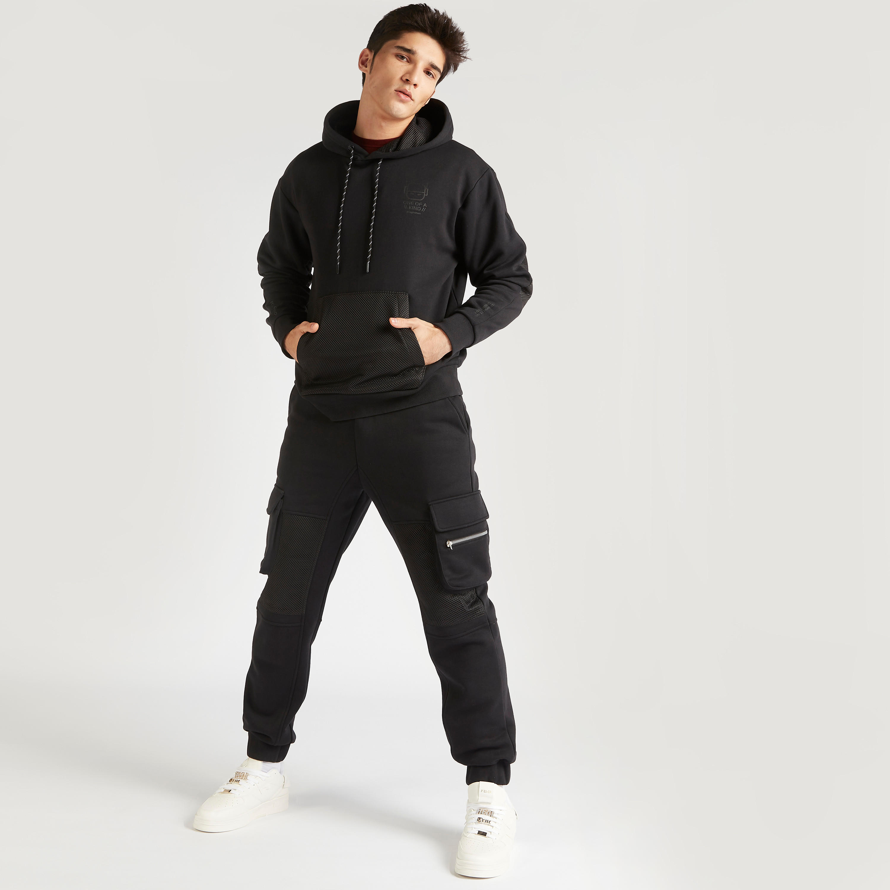 Hooded Sweatshirt with Mesh Front Pocket-men-winterwear-hoodiesandsweatshirts-image-2