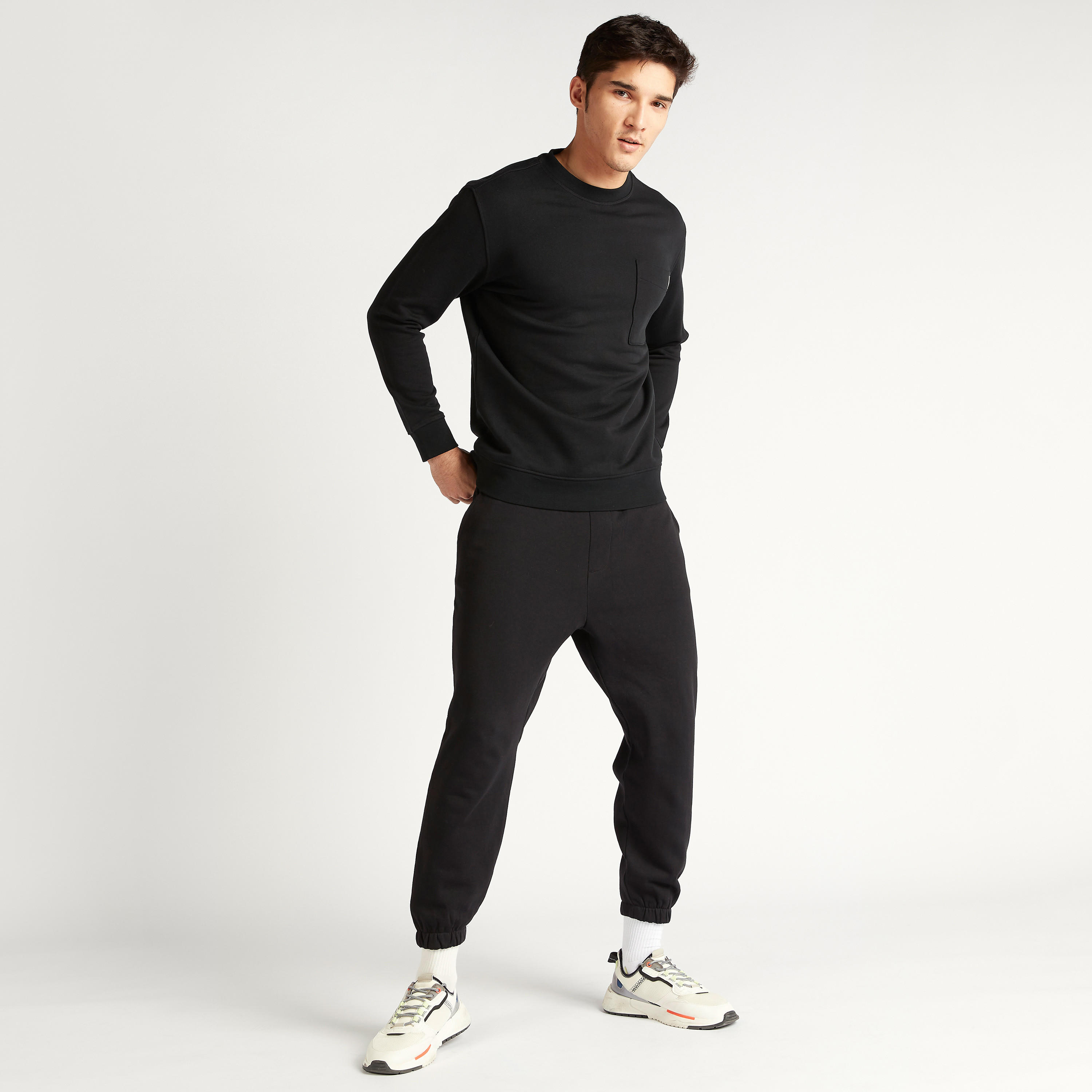 Solid Sweatshirt with Long Sleeves and Front Pocket-men-winterwear-hoodiesandsweatshirts-image-2