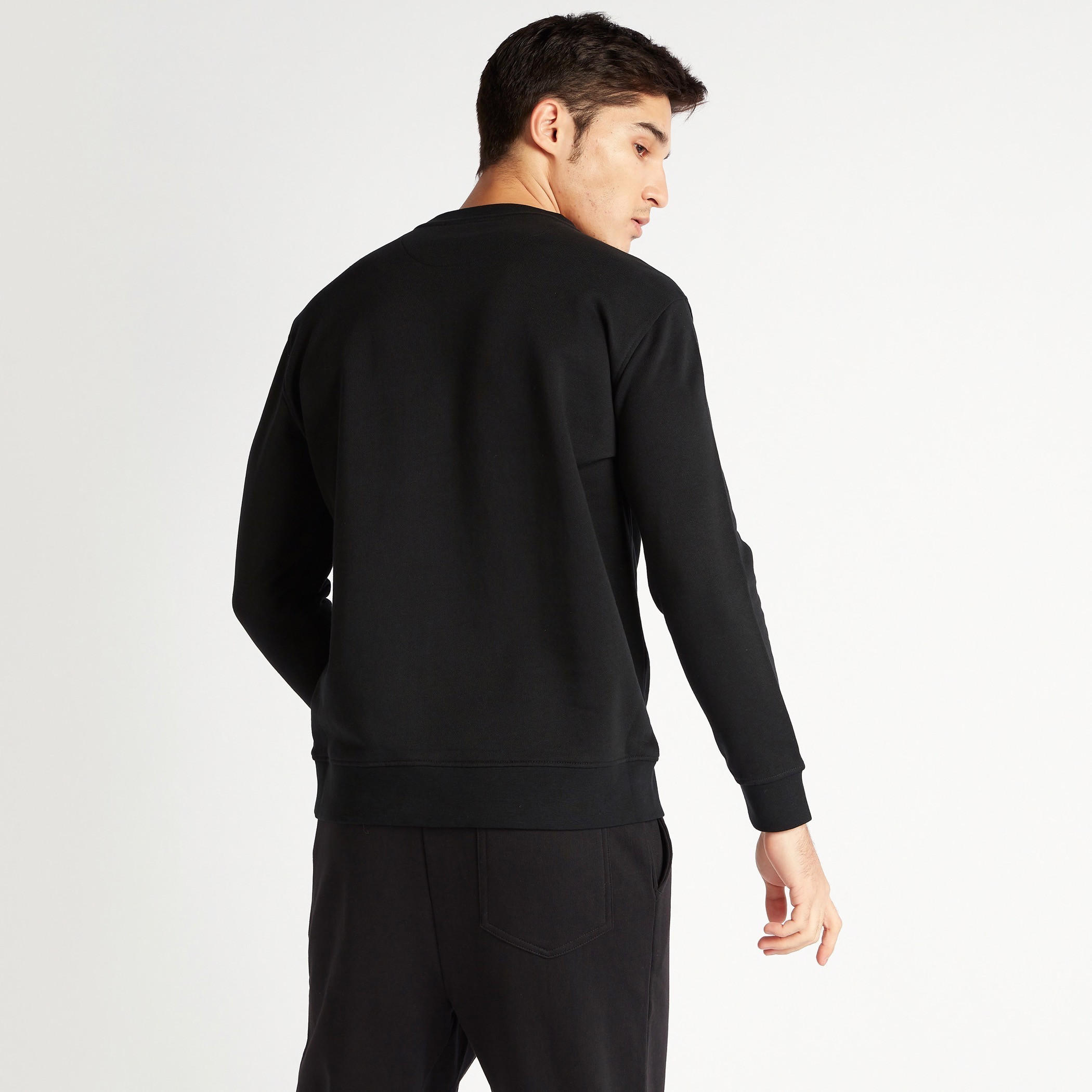 Solid Sweatshirt with Long Sleeves and Front Pocket-men-winterwear-hoodiesandsweatshirts-image-4