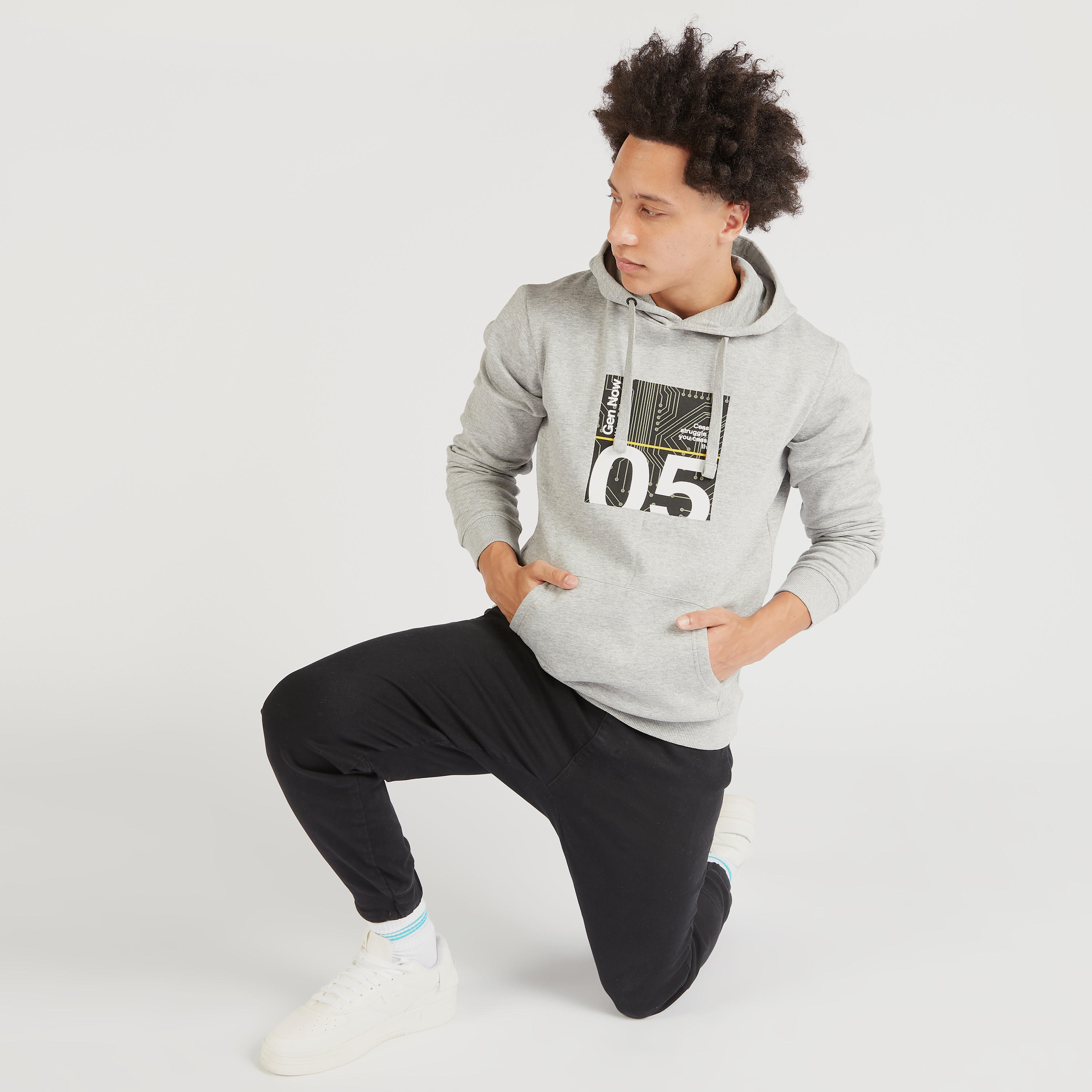 Graphic Print Hooded Sweatshirt with Long Sleeves-men-winterwear-hoodiesandsweatshirts-image-1