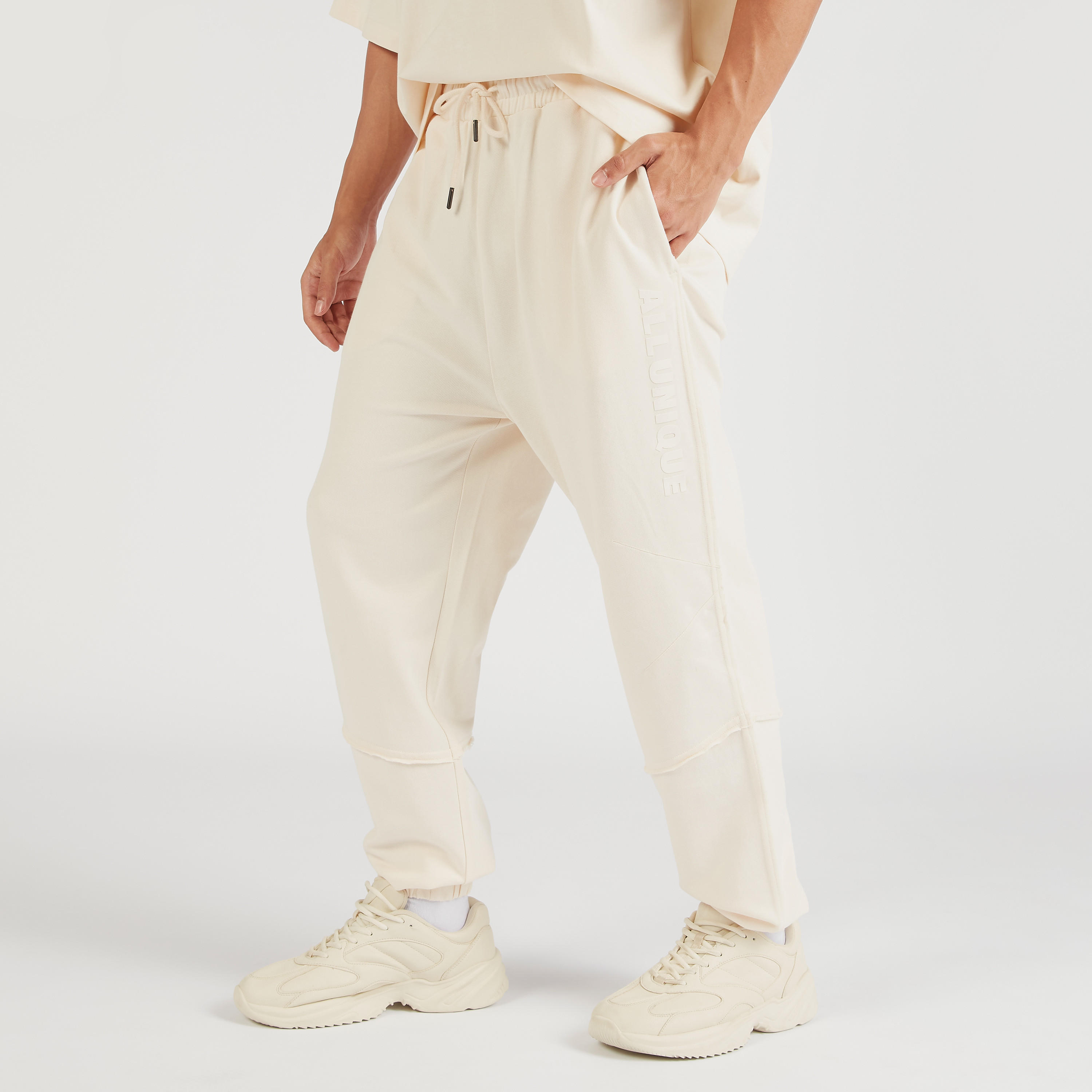 Solid Mid-Rise Joggers with Drawstring Closure and Pockets-men-clothing-bottoms-joggers-image-1