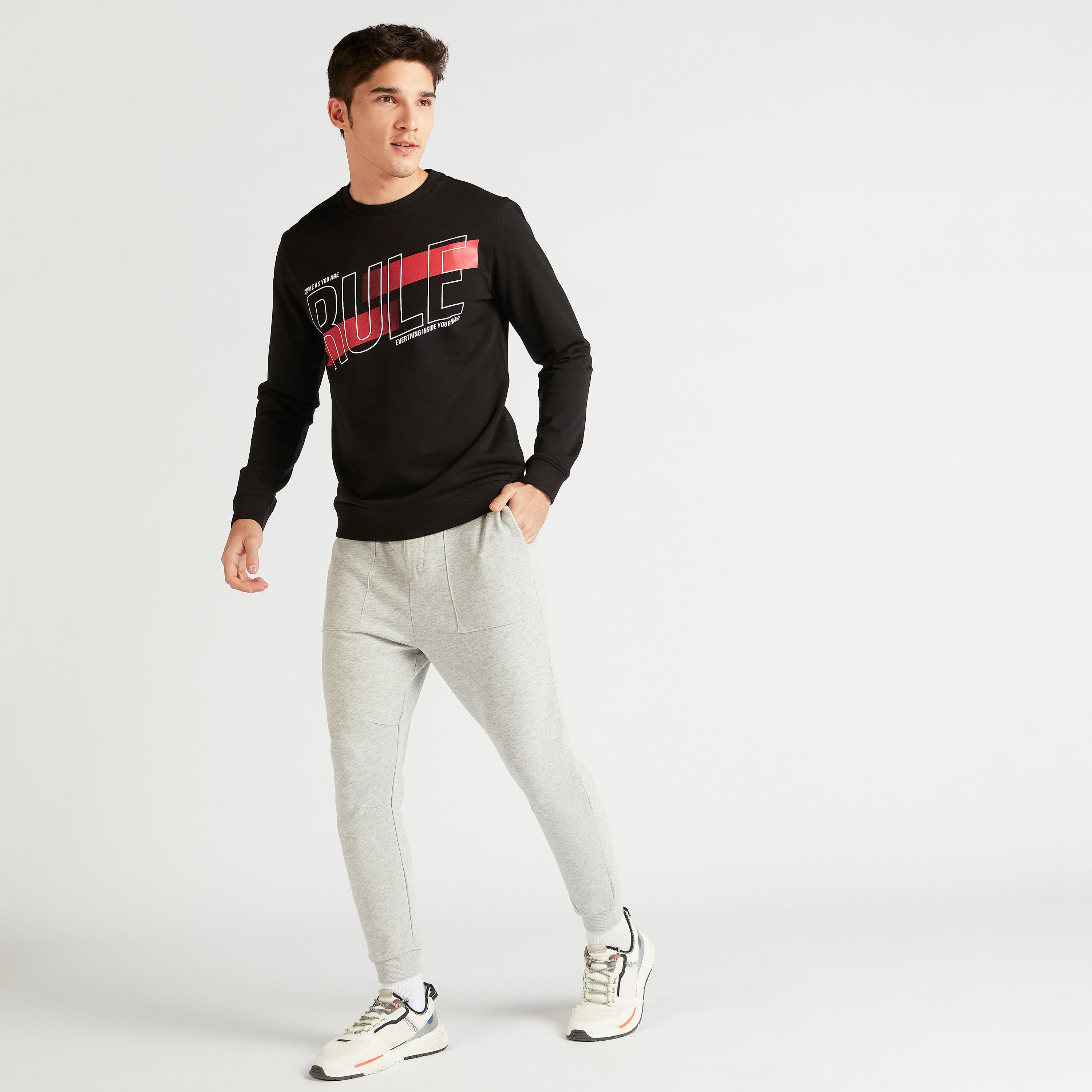 Printed Sweatshirt with Long Sleeves and Crew Neck-men-winterwear-hoodiesandsweatshirts-image-2