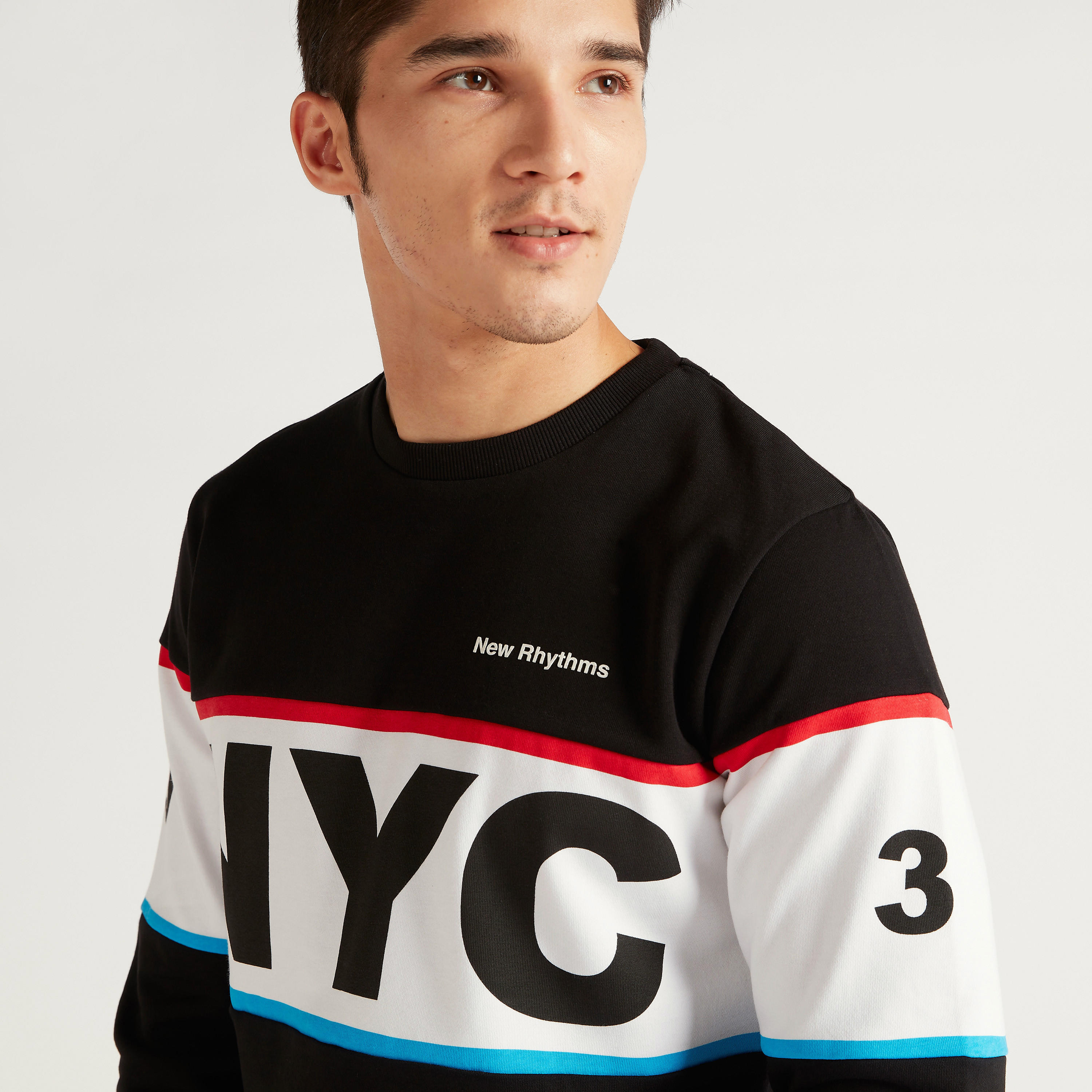 Typographic Print Sweatshirt with Crew Neck and Long Sleeves-men-winterwear-hoodiesandsweatshirts-image-3