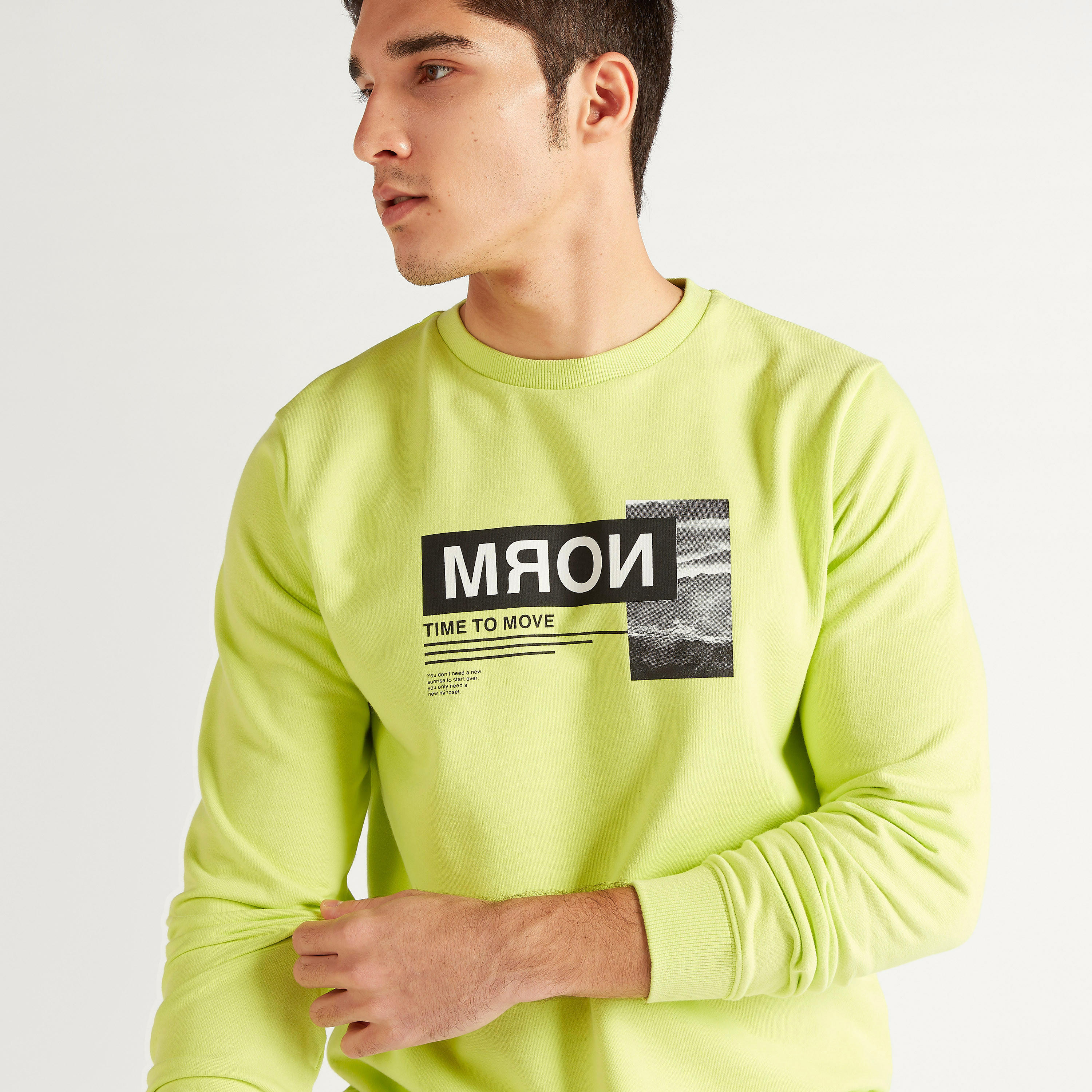 Printed Sweatshirt with Long Sleeves and Crew Neck-men-winterwear-hoodiesandsweatshirts-image-3
