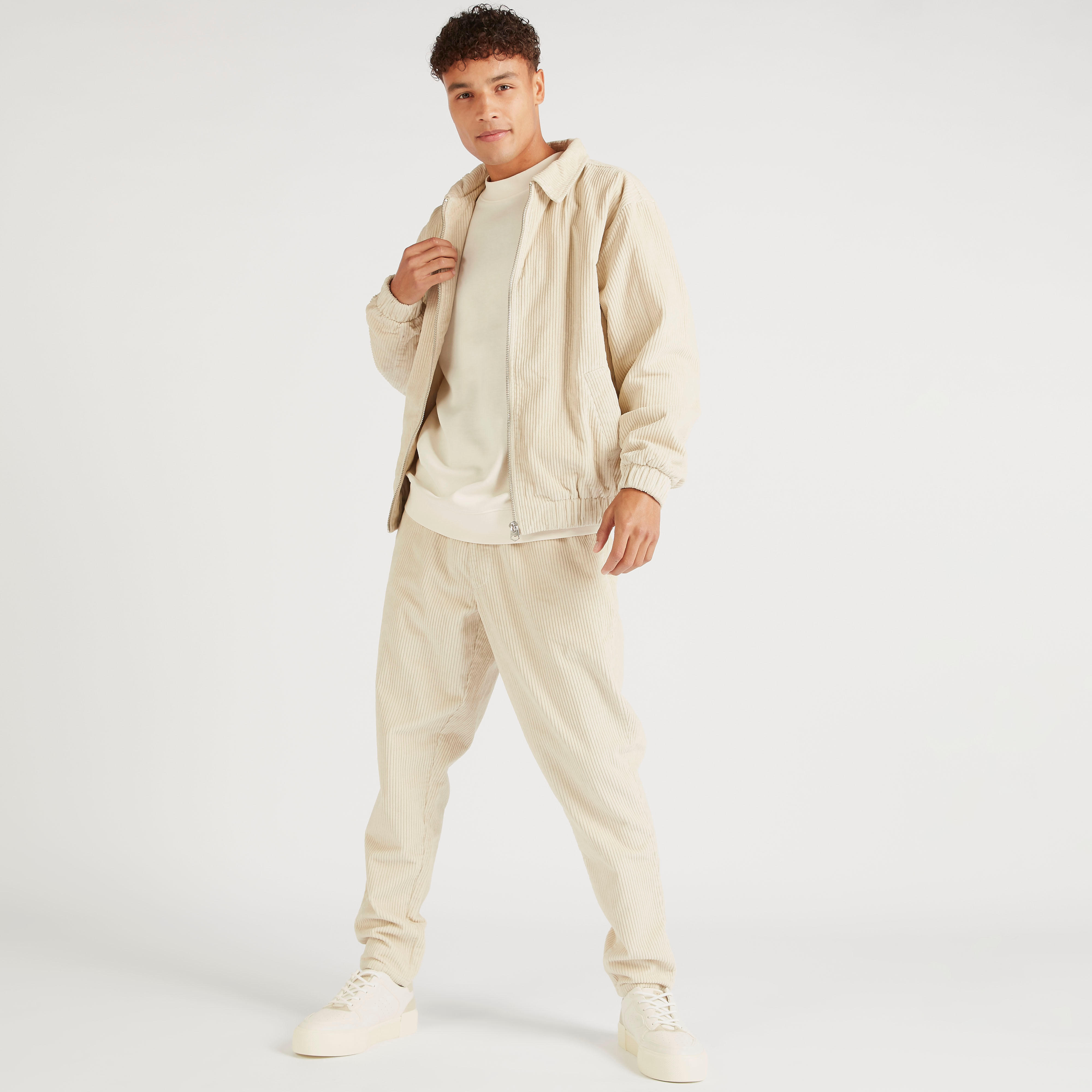 بنطلون مضلّع بخصر مطّاطي متوسّط الارتفاع-men-clothing-bottoms-trousersandchinos-trousers-image-2