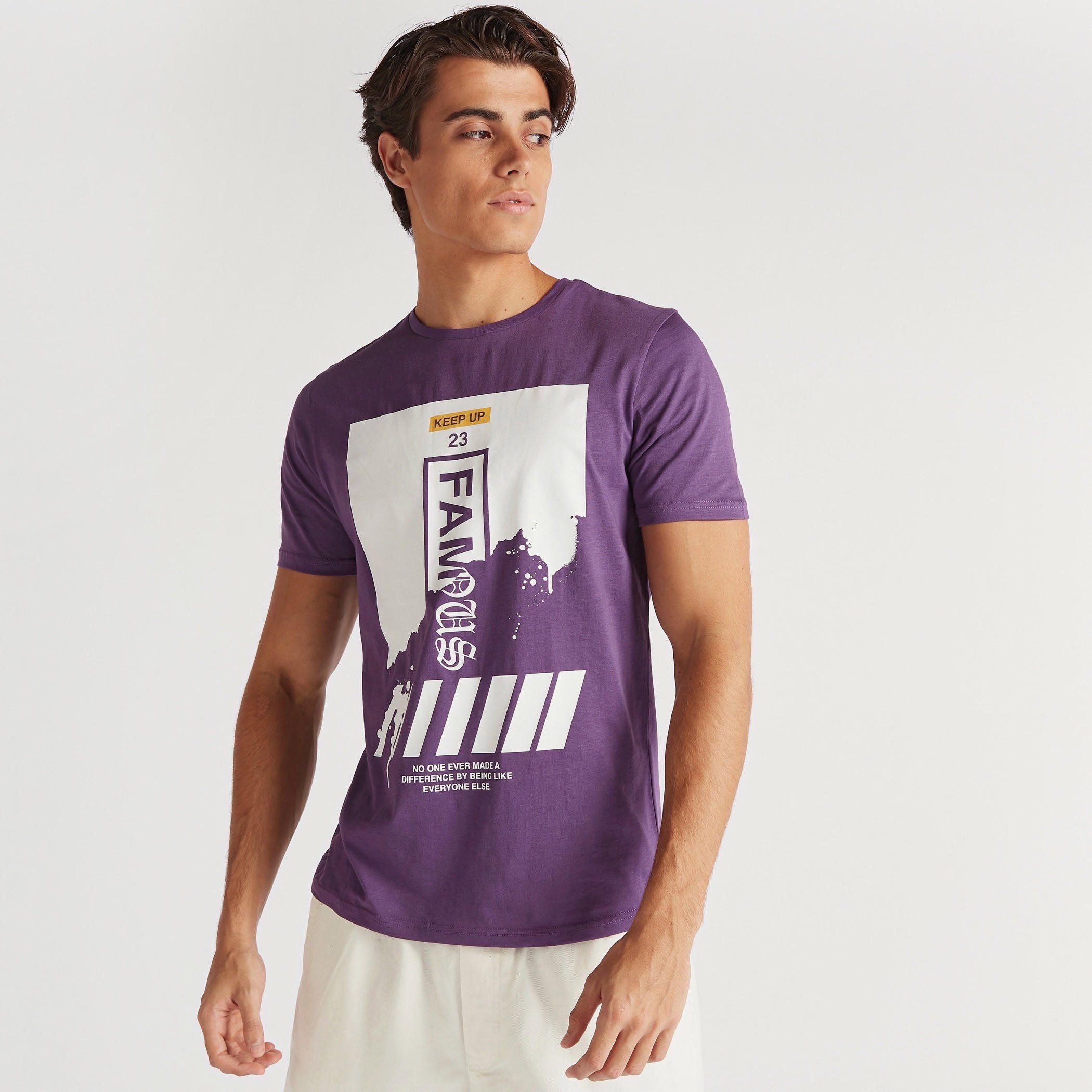 Graphic Print Crew Neck T-shirt with Short Sleeves-men-clothing-tshirtsandpolos-tshirts-image-1