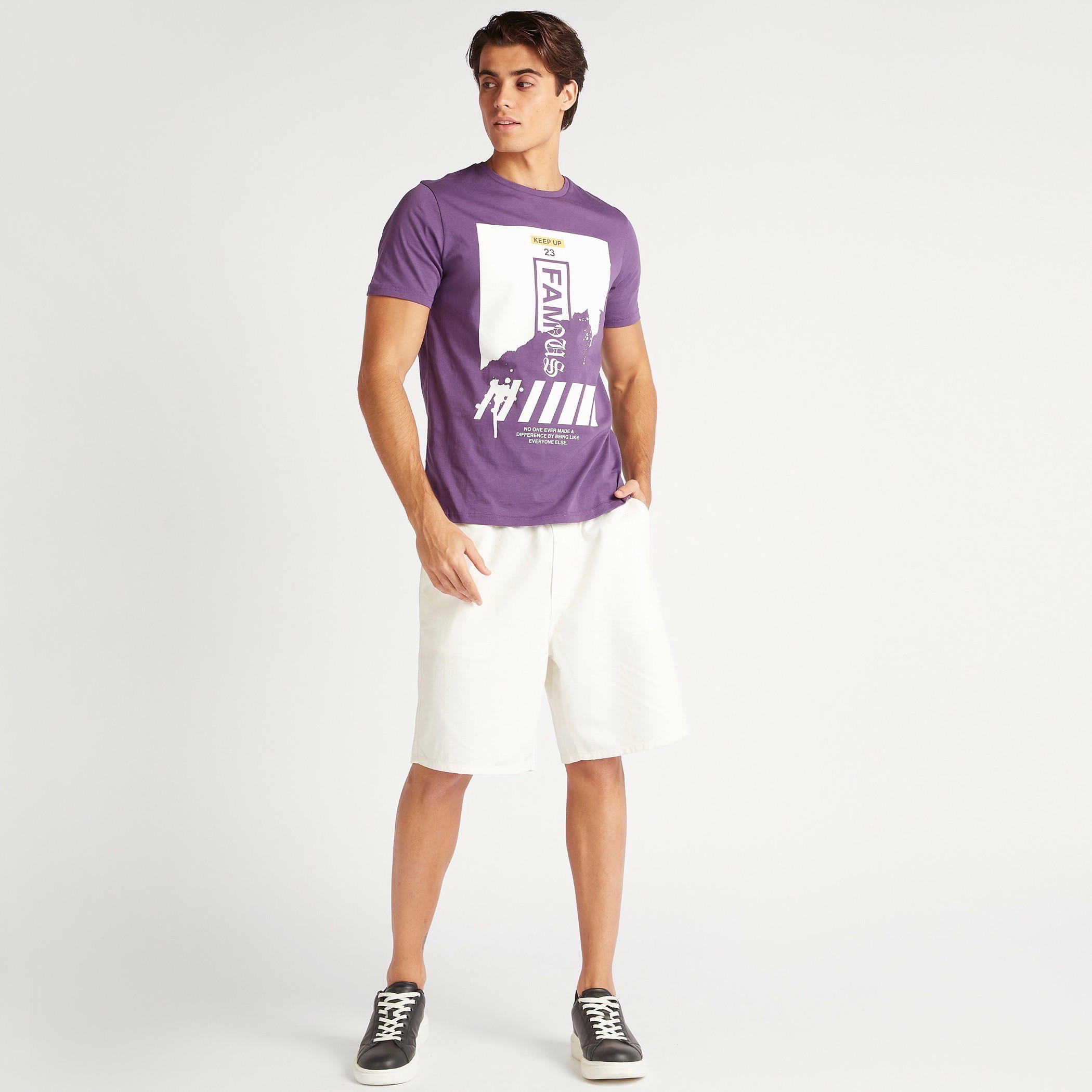 Graphic Print Crew Neck T-shirt with Short Sleeves-men-clothing-tshirtsandpolos-tshirts-image-2