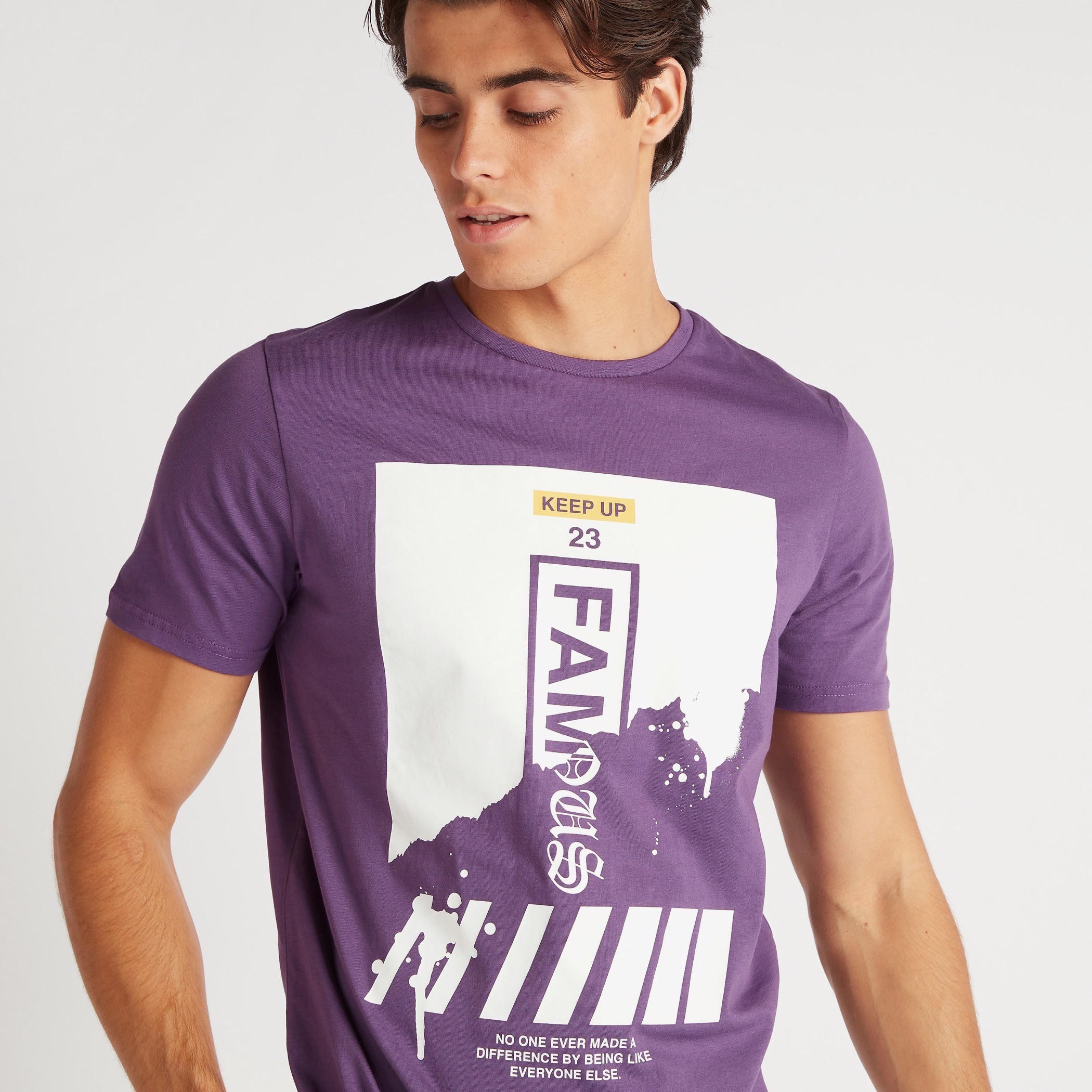 Graphic Print Crew Neck T-shirt with Short Sleeves-men-clothing-tshirtsandpolos-tshirts-image-3