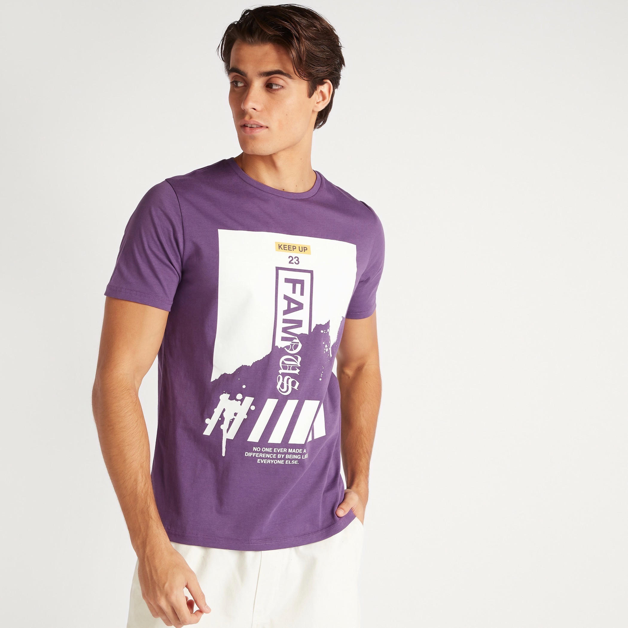 Graphic Print Crew Neck T-shirt with Short Sleeves-men-clothing-tshirtsandpolos-tshirts-image-5