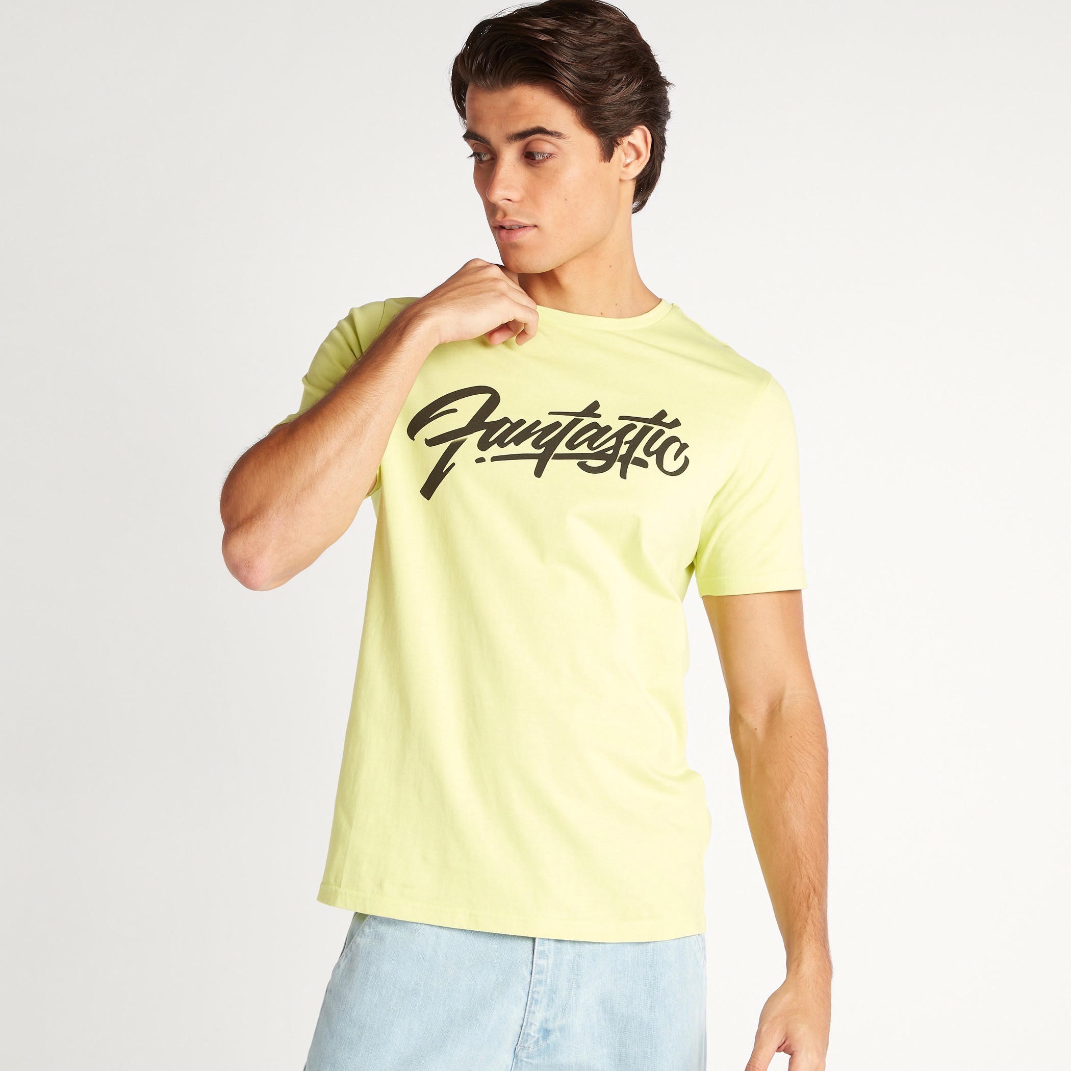 Printed T-shirt with Crew Neck and Short Sleeves-men-clothing-tshirtsandpolos-tshirts-image-1