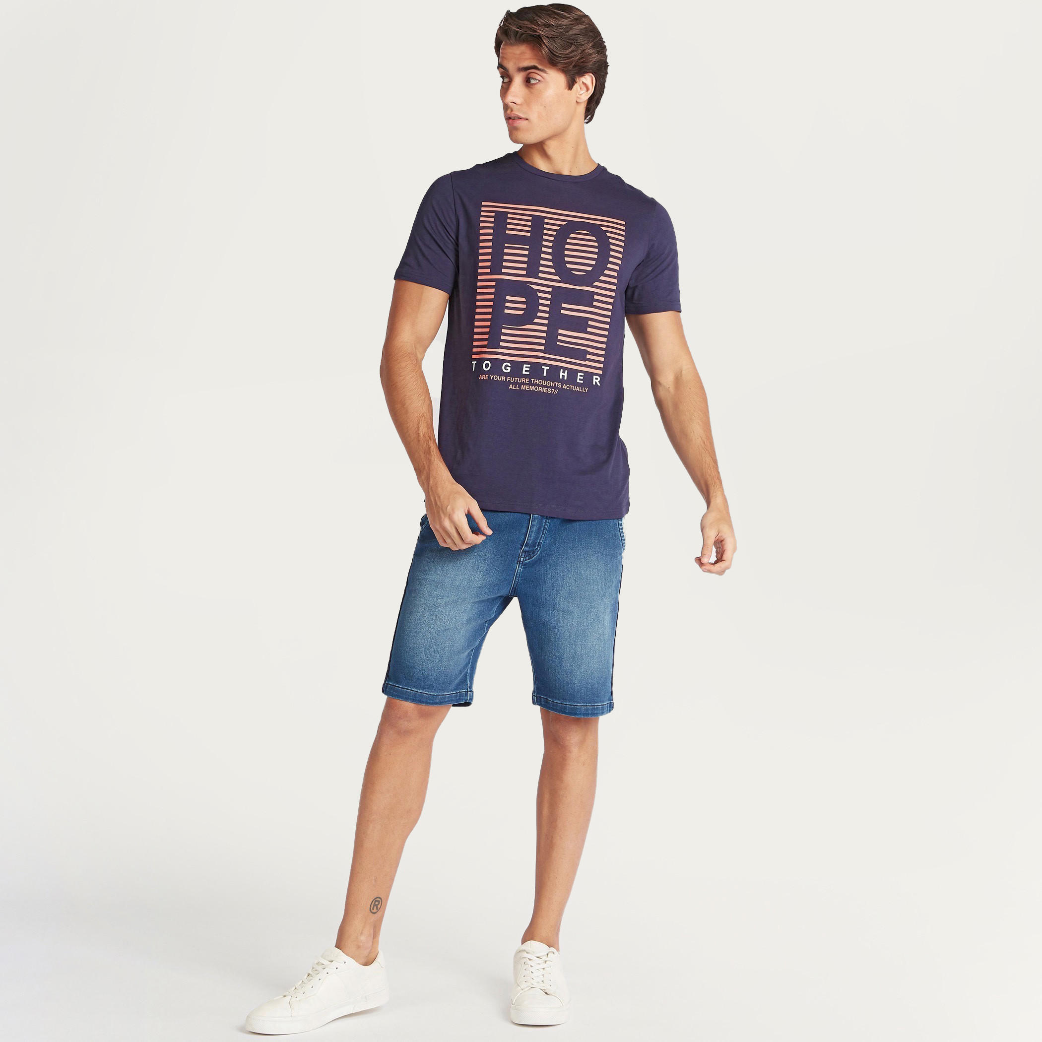 Slogan Print T-shirt with Crew Neck and Short Sleeves-men-clothing-tshirtsandpolos-tshirts-image-2