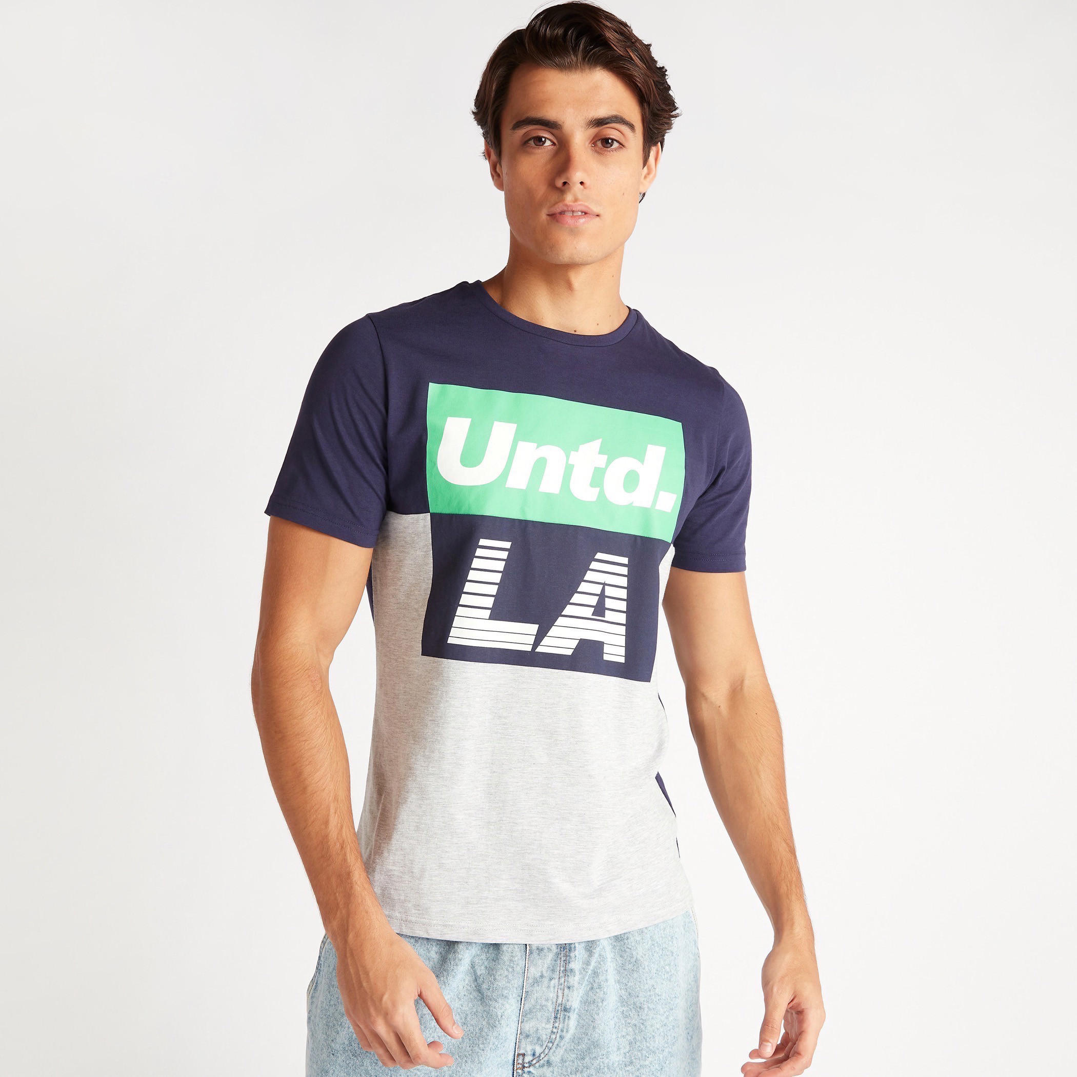 Slogan Print T-shirt with Crew Neck and Short Sleeves-men-clothing-tshirtsandpolos-tshirts-image-1