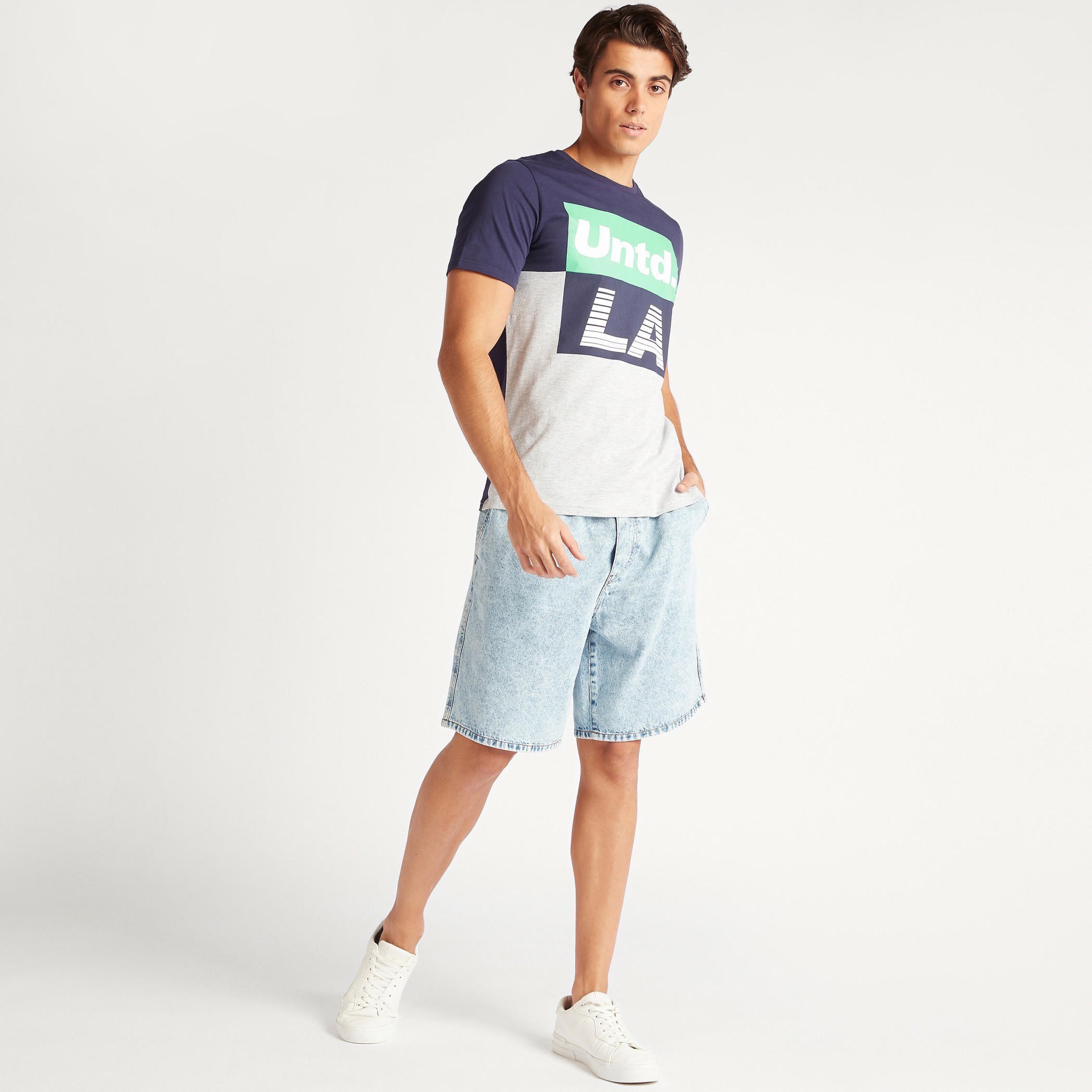 Slogan Print T-shirt with Crew Neck and Short Sleeves-men-clothing-tshirtsandpolos-tshirts-image-2