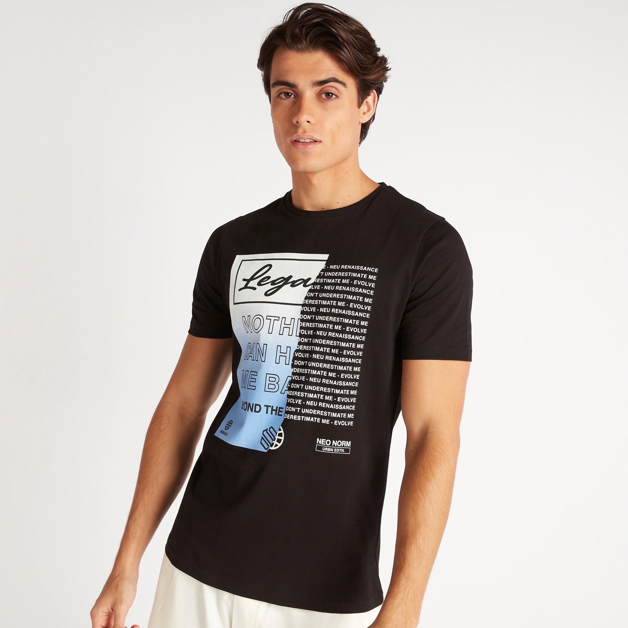 Graphic Print T-shirt with Crew Neck and Short Sleeves-men-clothing-tshirtsandpolos-tshirts-image-1