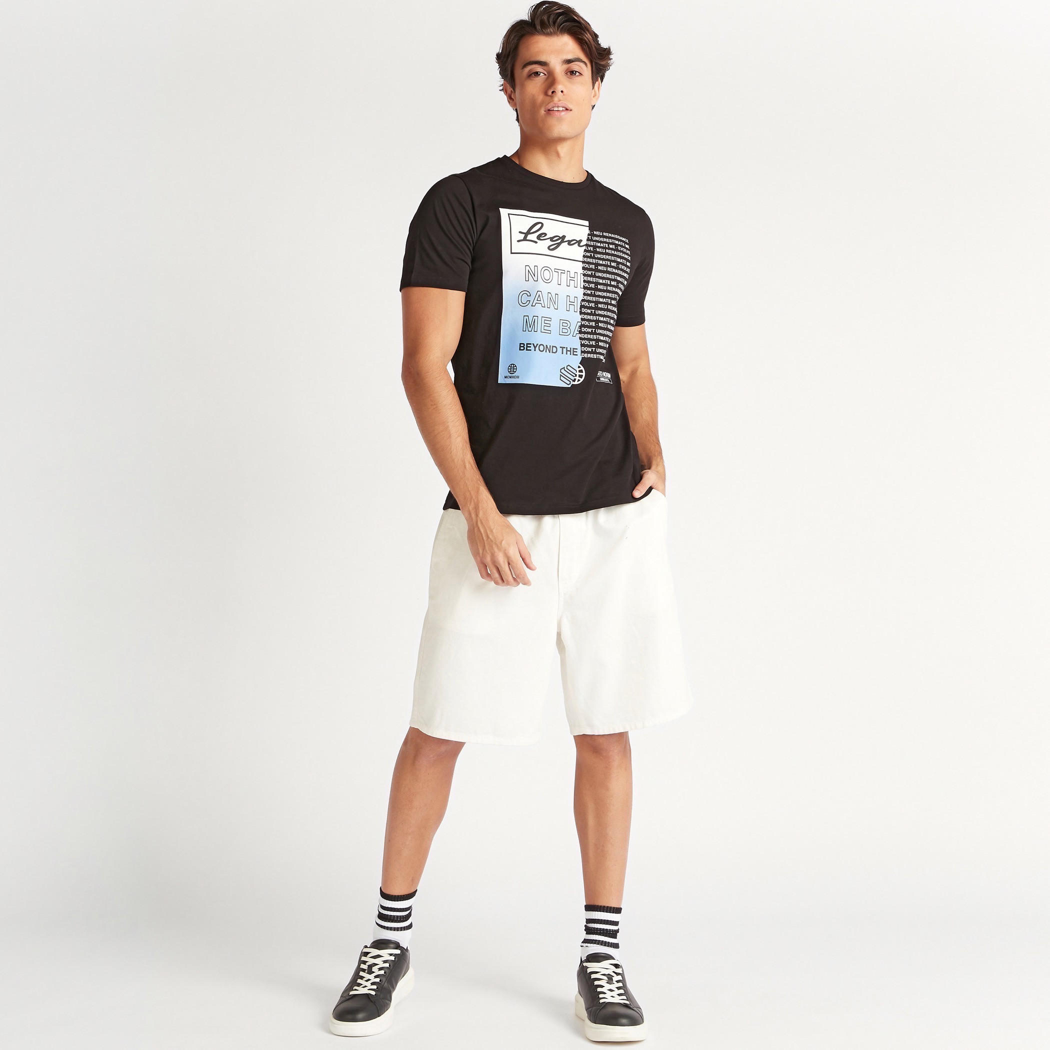 Graphic Print T-shirt with Crew Neck and Short Sleeves-men-clothing-tshirtsandpolos-tshirts-image-2