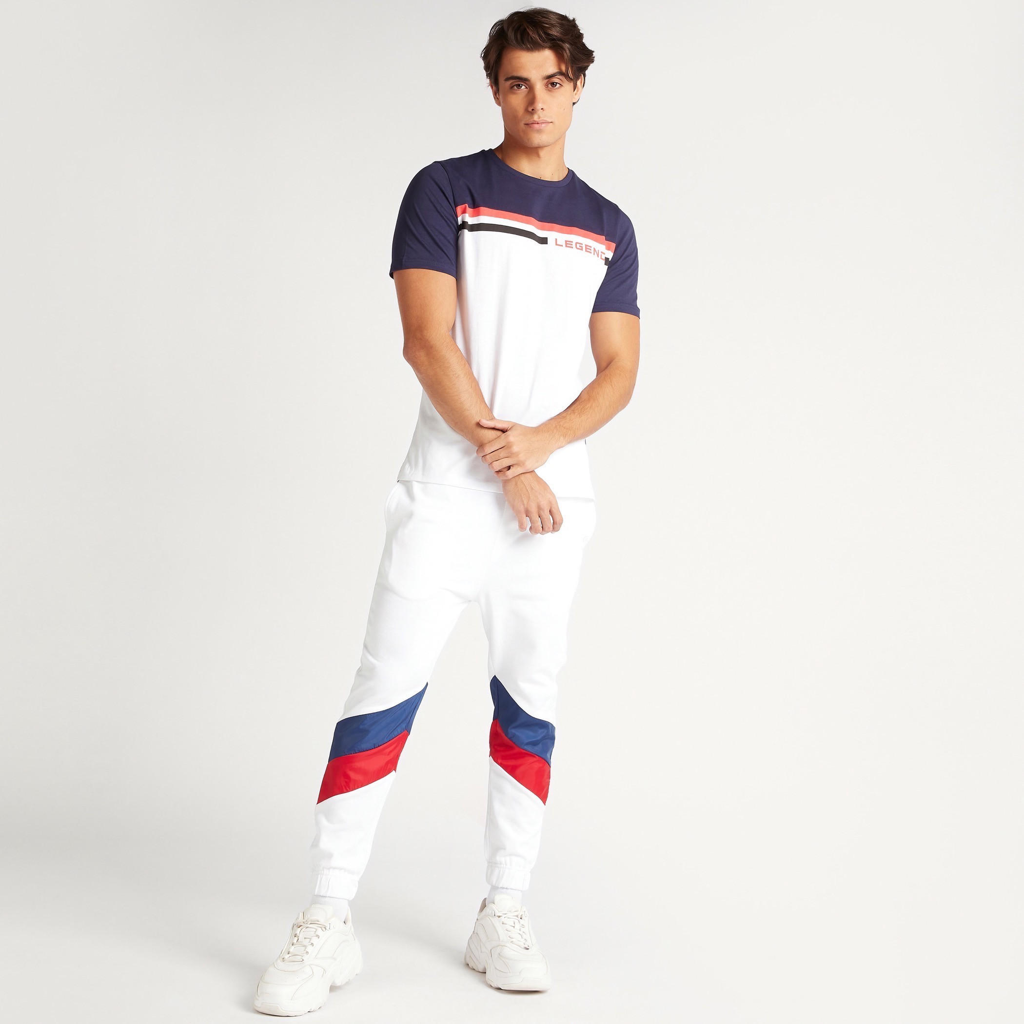 Panelled T-shirt with Crew Neck and Short Sleeves-men-clothing-tshirtsandpolos-tshirts-image-2