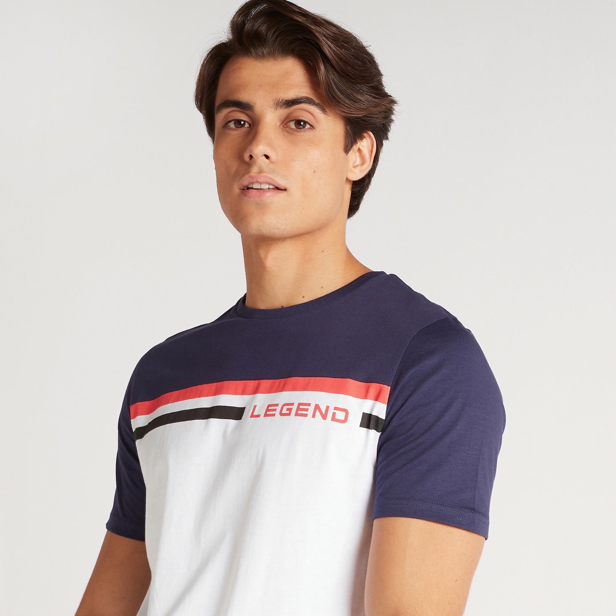 Panelled T-shirt with Crew Neck and Short Sleeves-men-clothing-tshirtsandpolos-tshirts-image-5