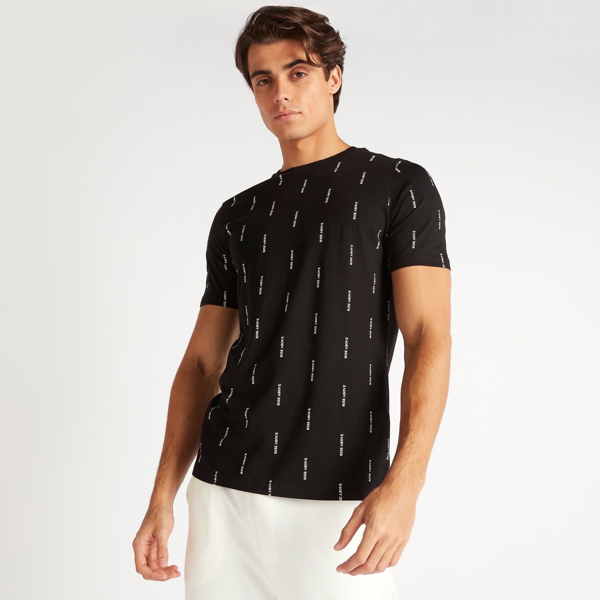 Printed T-shirt with Crew Neck and Short Sleeves-men-clothing-tshirtsandpolos-tshirts-image-5