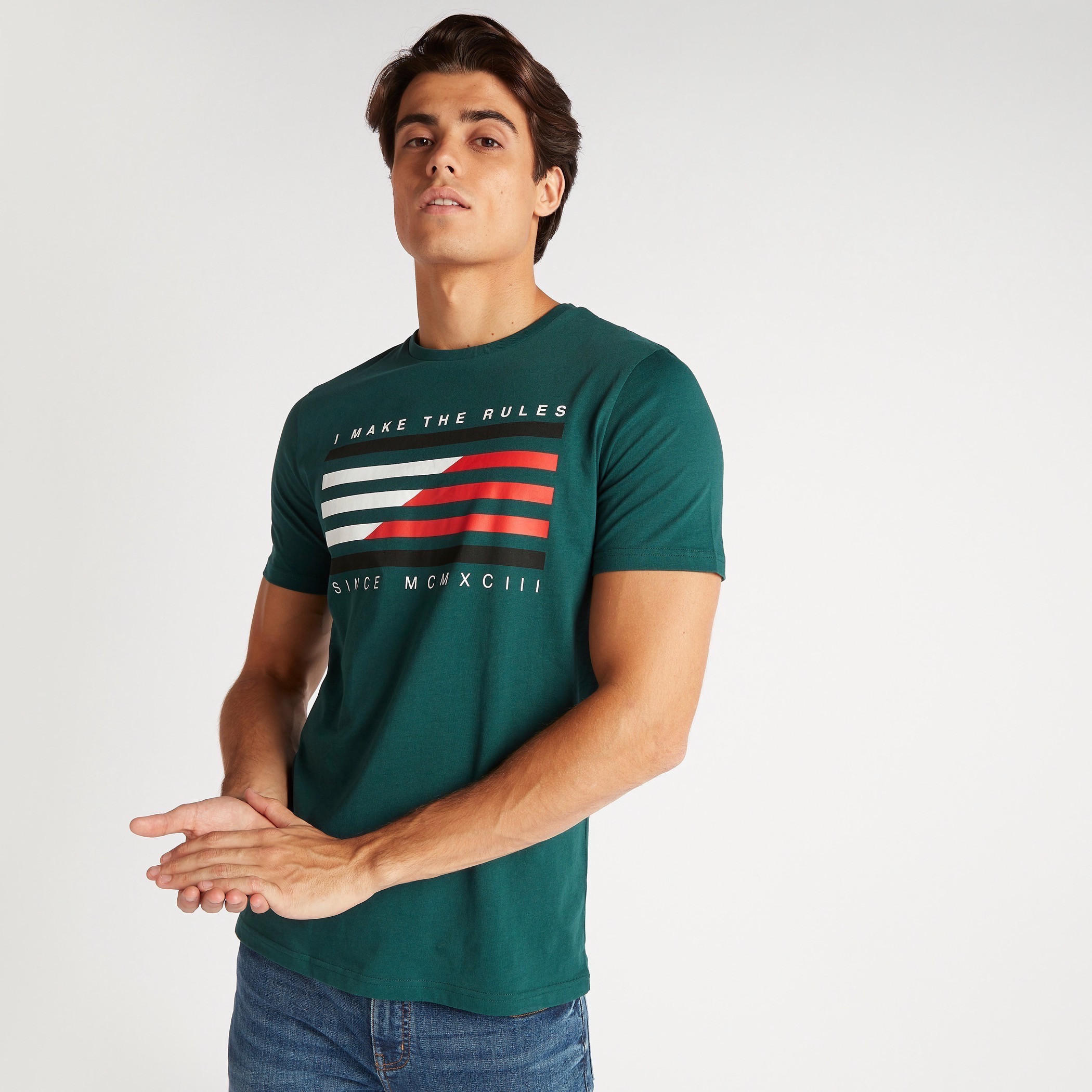 Printed T-shirt with Crew Neck and Short Sleeves-men-clothing-tshirtsandpolos-tshirts-image-1