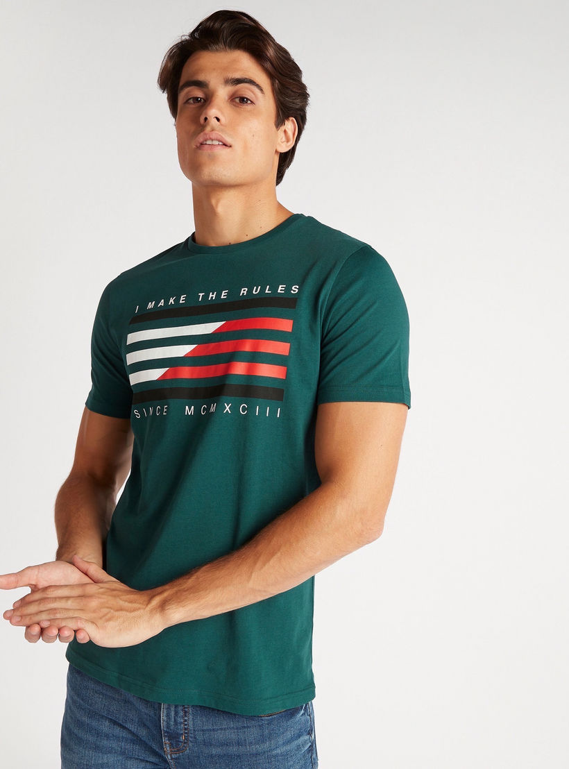 Printed T-shirt with Crew Neck and Short Sleeves-men-clothing-tshirtsandpolos-tshirts-image-1