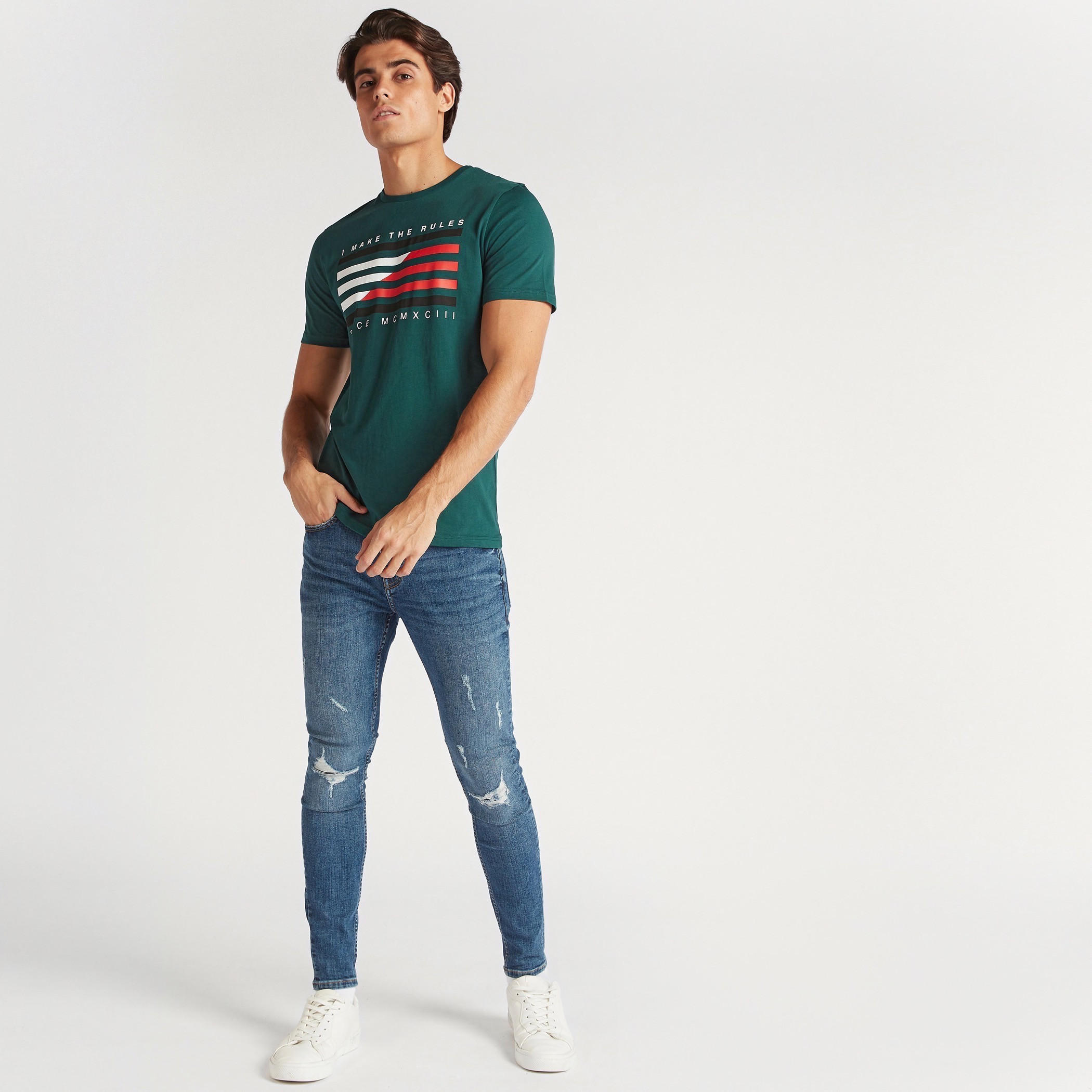 Printed T-shirt with Crew Neck and Short Sleeves-men-clothing-tshirtsandpolos-tshirts-image-2