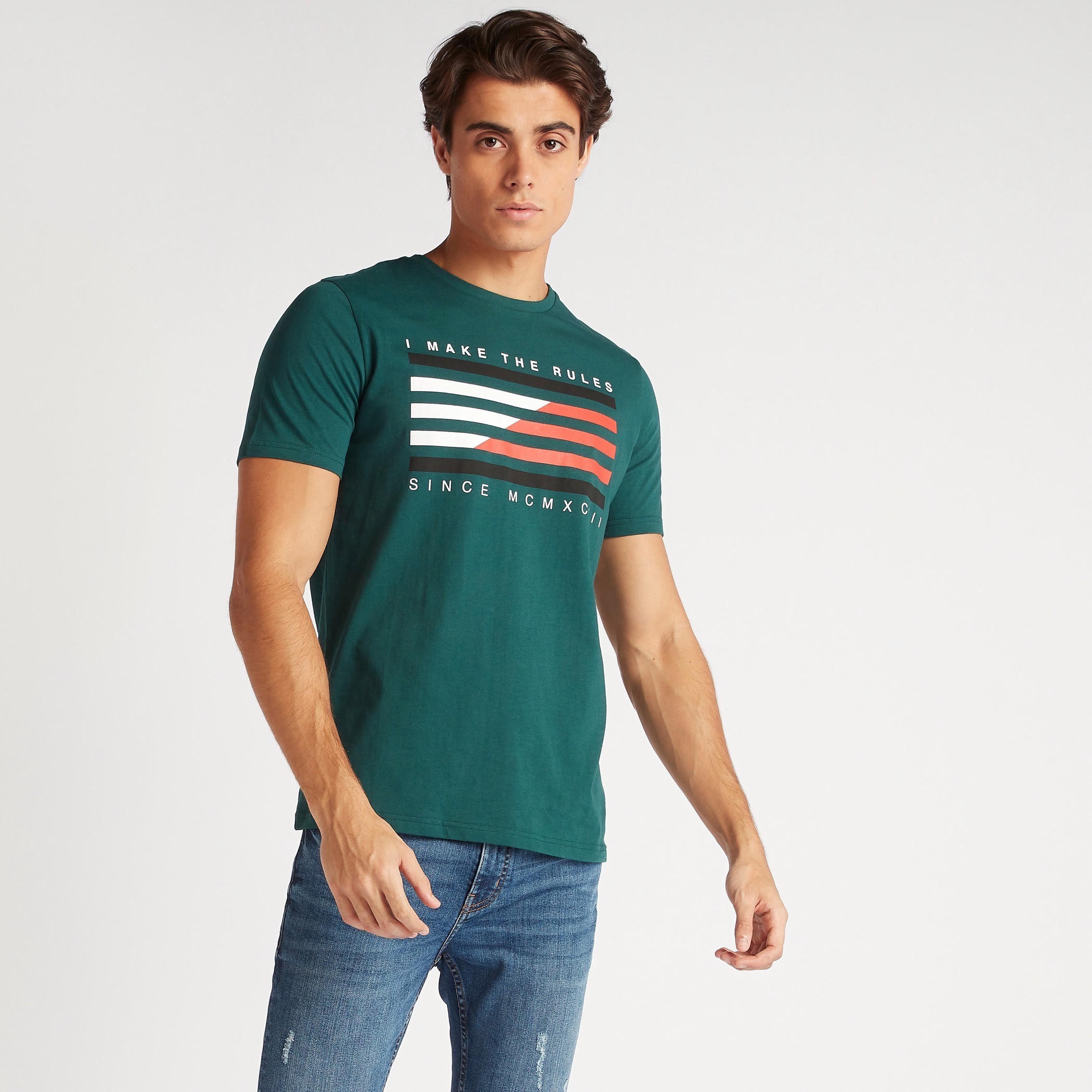 Printed T-shirt with Crew Neck and Short Sleeves-men-clothing-tshirtsandpolos-tshirts-image-5