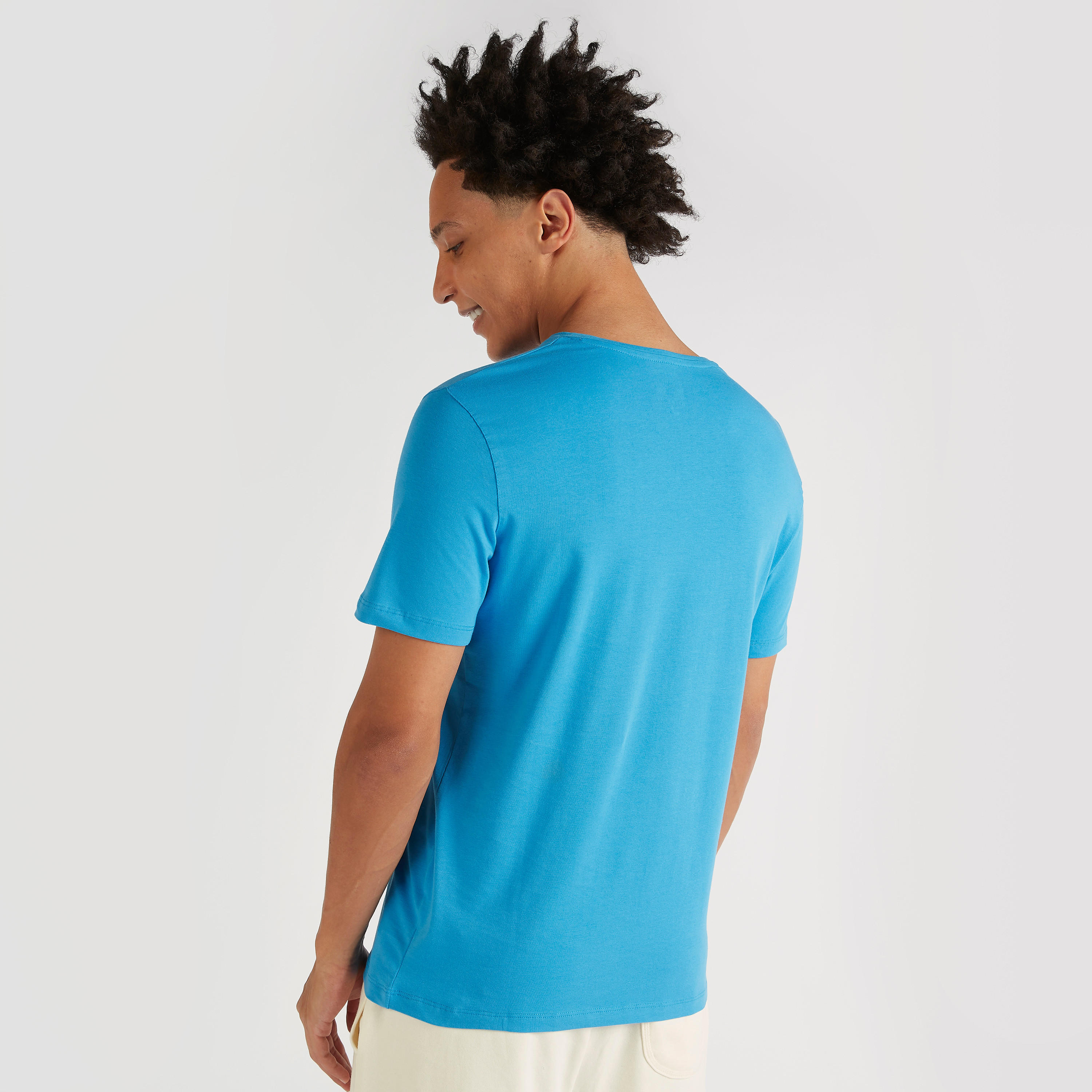 Solid V-neck T-shirt with Short Sleeves-men-clothing-tshirtsandpolos-tshirts-image-4