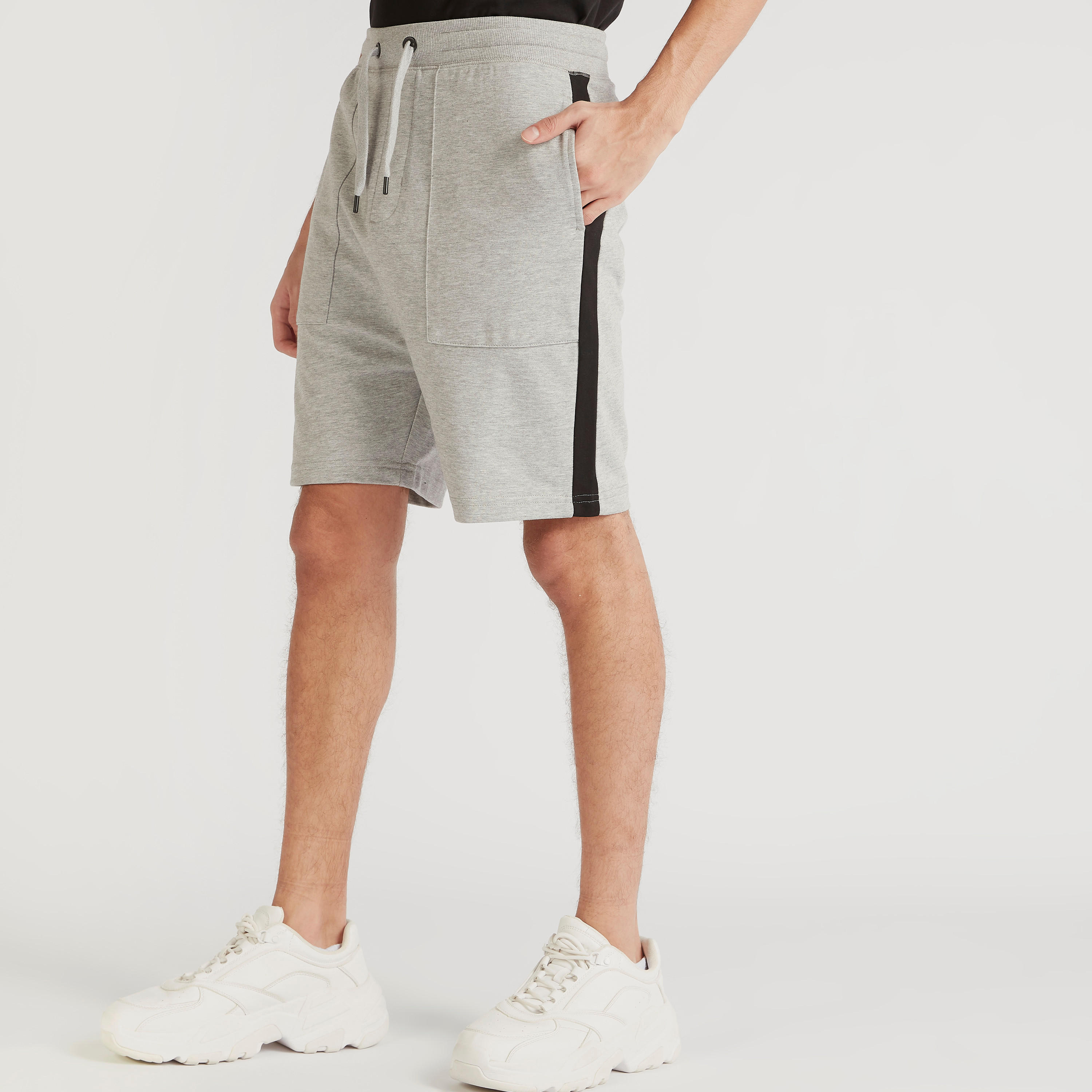 Solid Mid-Rise Shorts with Drawstring Closure and Pockets-men-clothing-bottoms-shorts-image-1