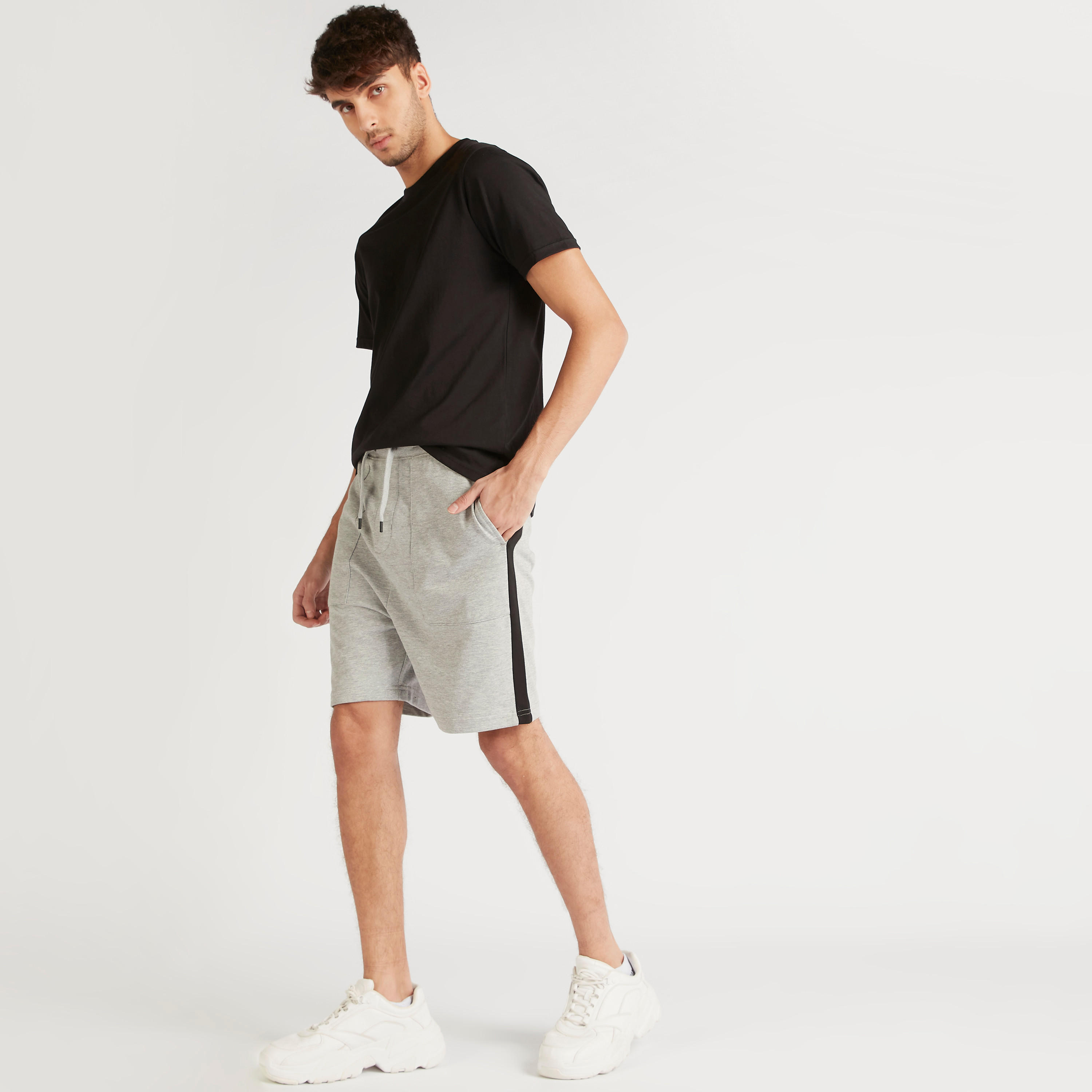 Solid Mid-Rise Shorts with Drawstring Closure and Pockets-men-clothing-bottoms-shorts-image-2