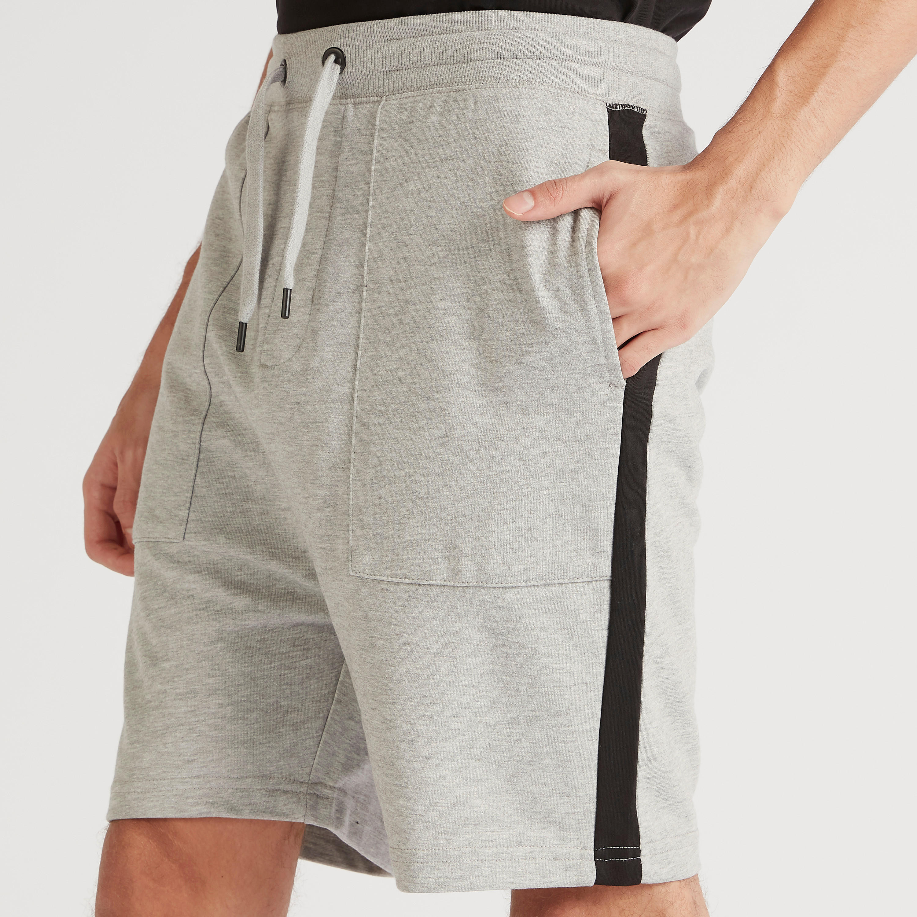 Solid Mid-Rise Shorts with Drawstring Closure and Pockets-men-clothing-bottoms-shorts-image-3