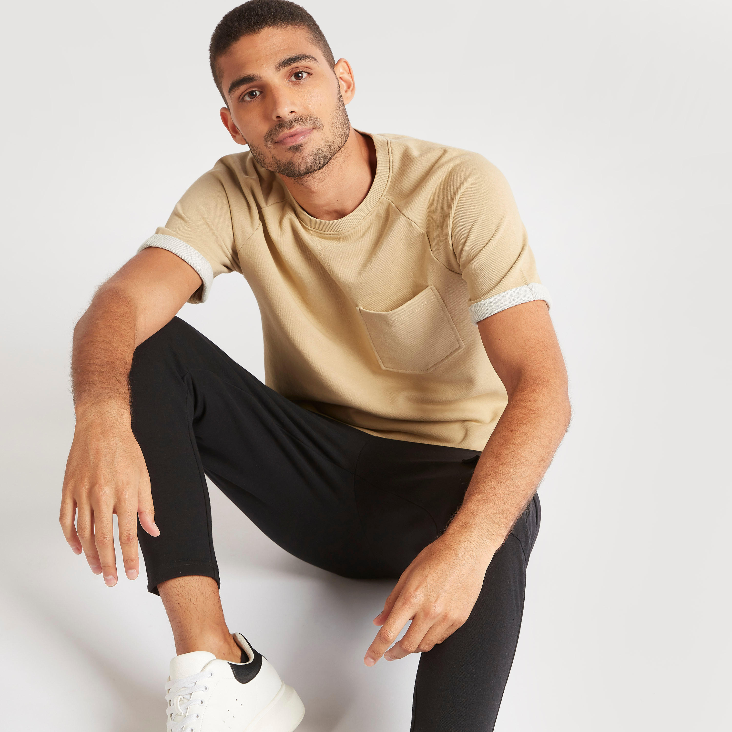 Textured T-shirt with Raglan Sleeves and Patch Pocket-men-clothing-tshirtsandpolos-tshirts-image-2